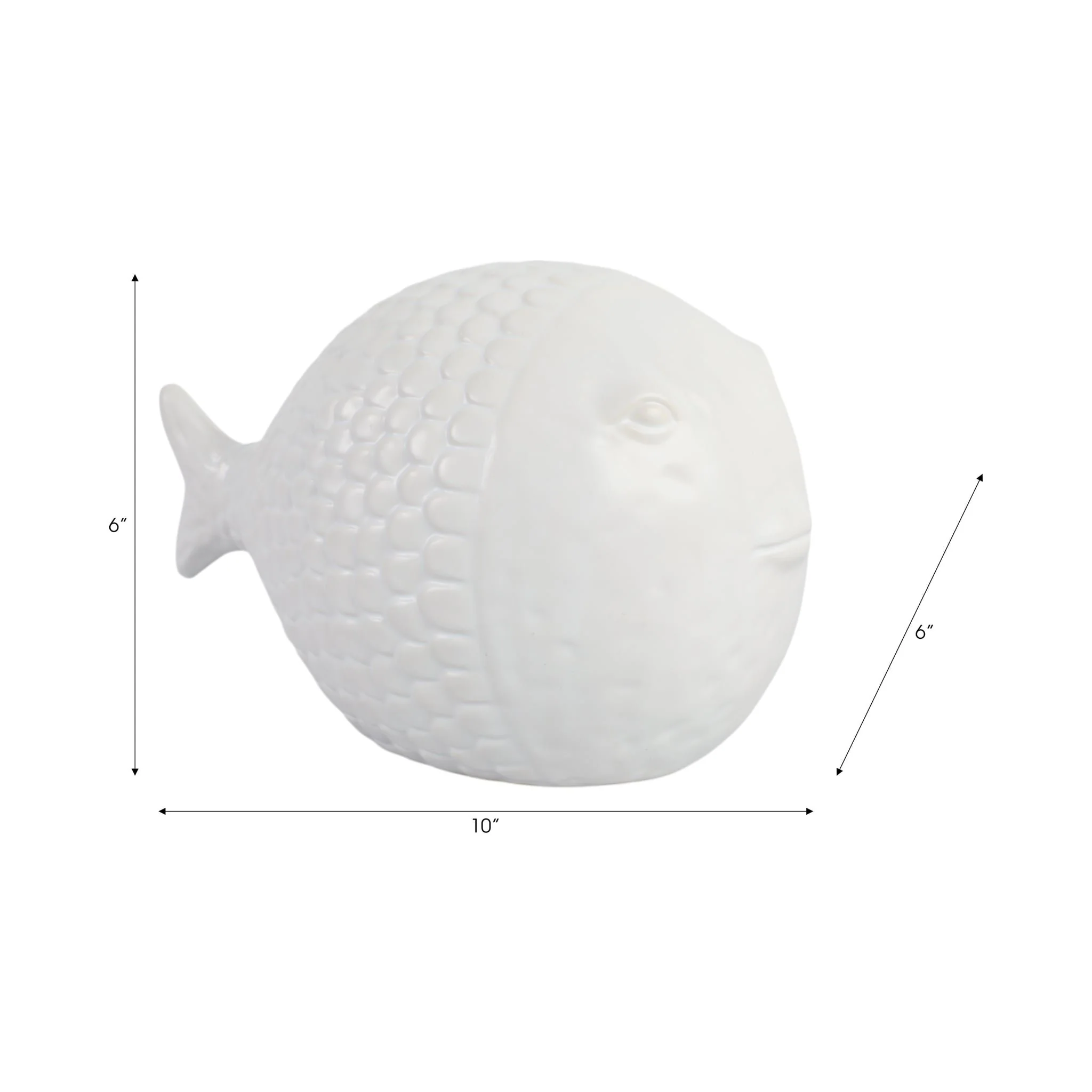 10" Scaled Fish Figurine, White - Image 8