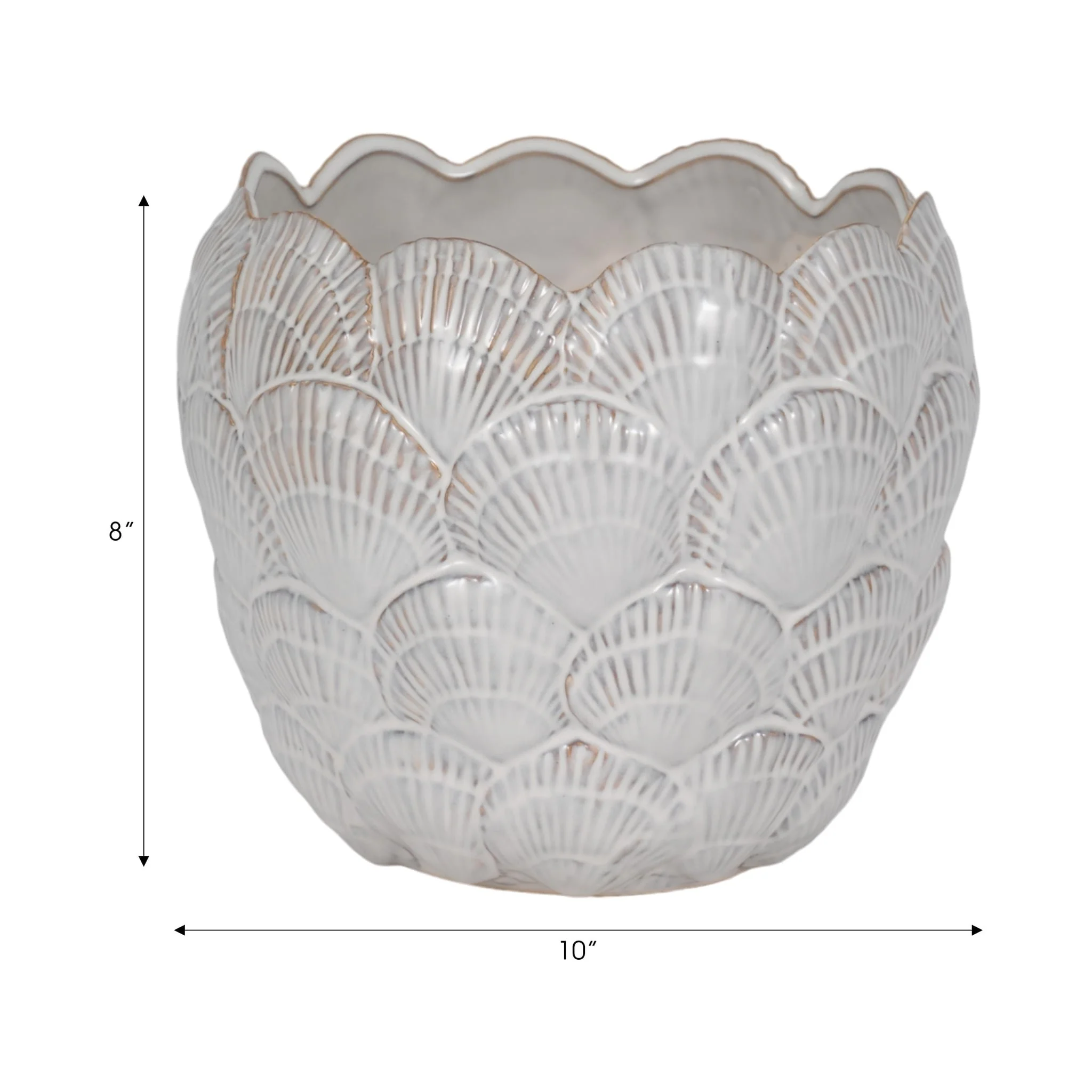 10" Seashell Planter, White - Image 2