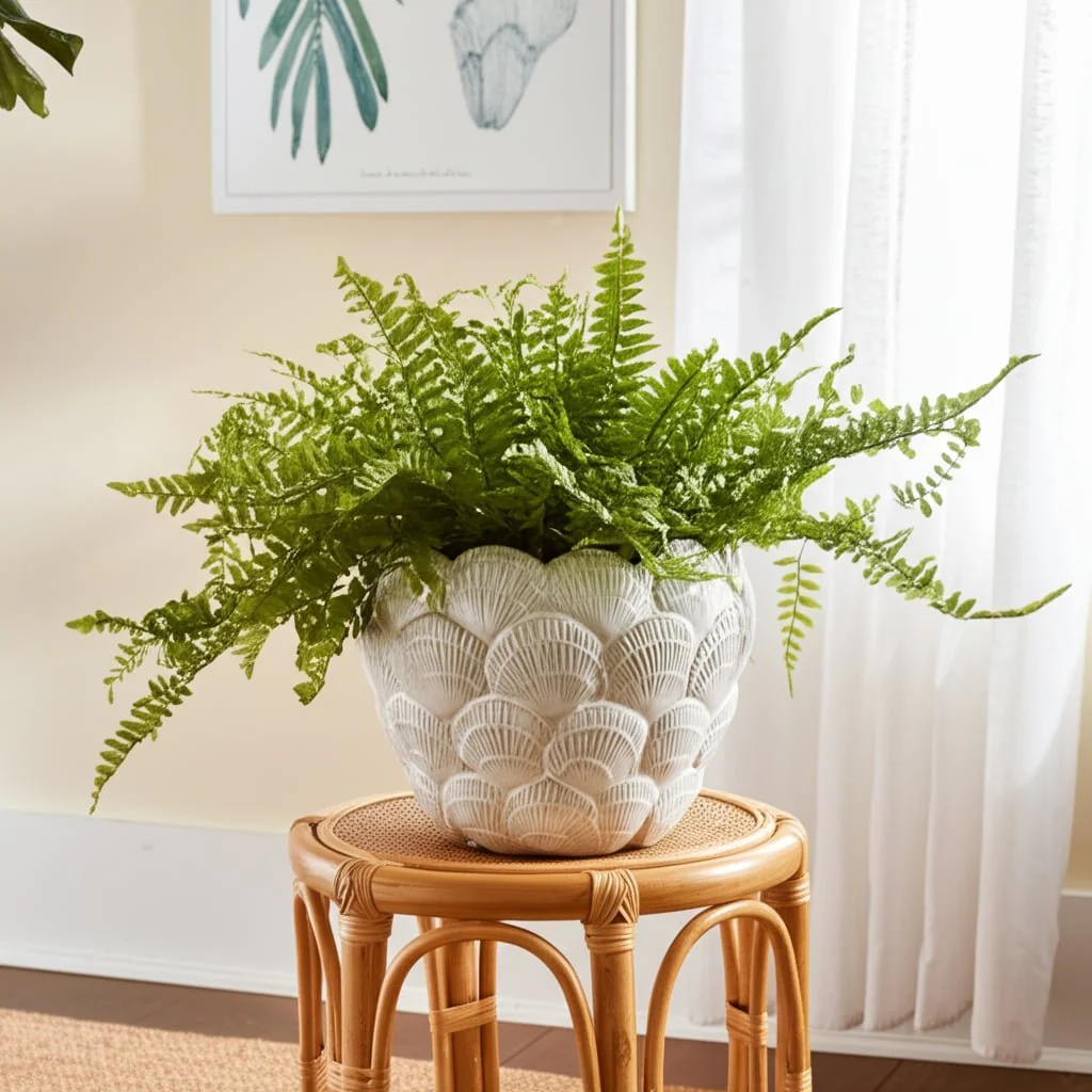 10" Seashell Planter, White - Image 5