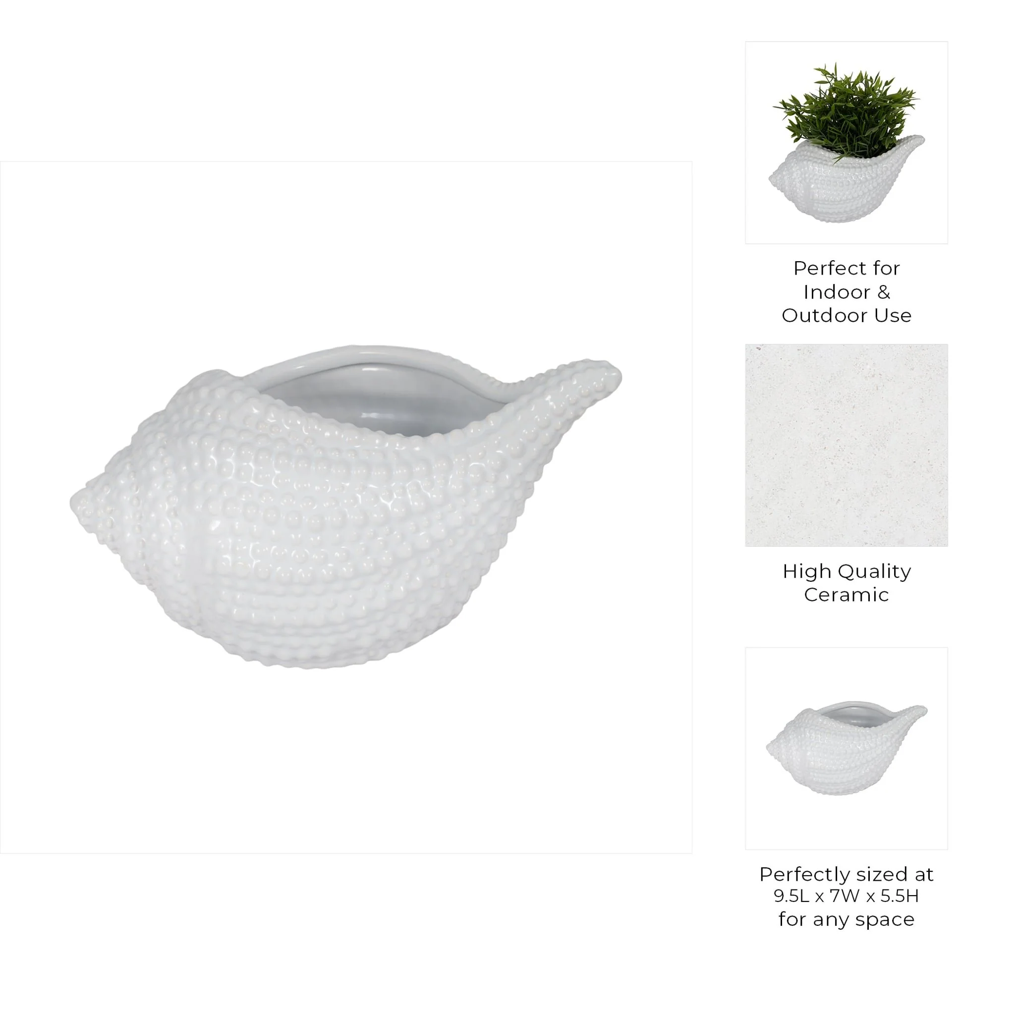 10" Seashell Planter, White - Image 9