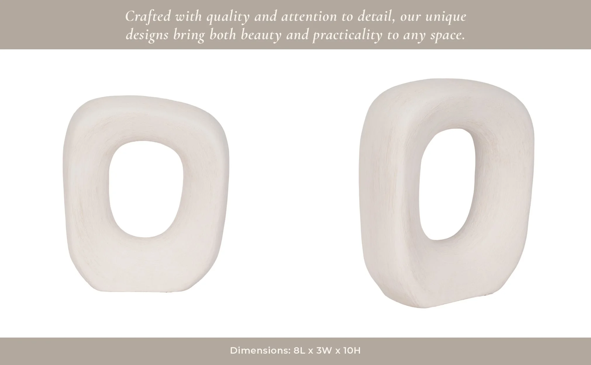 10" Short Rough Open Cut-out Object, White - Image 12