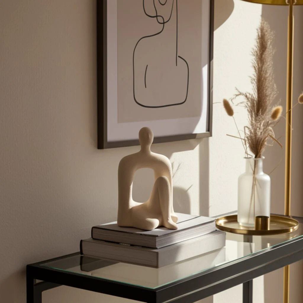 10" Sitting Figure W/open Cut Out Sand Glaze,ivory - Image 10