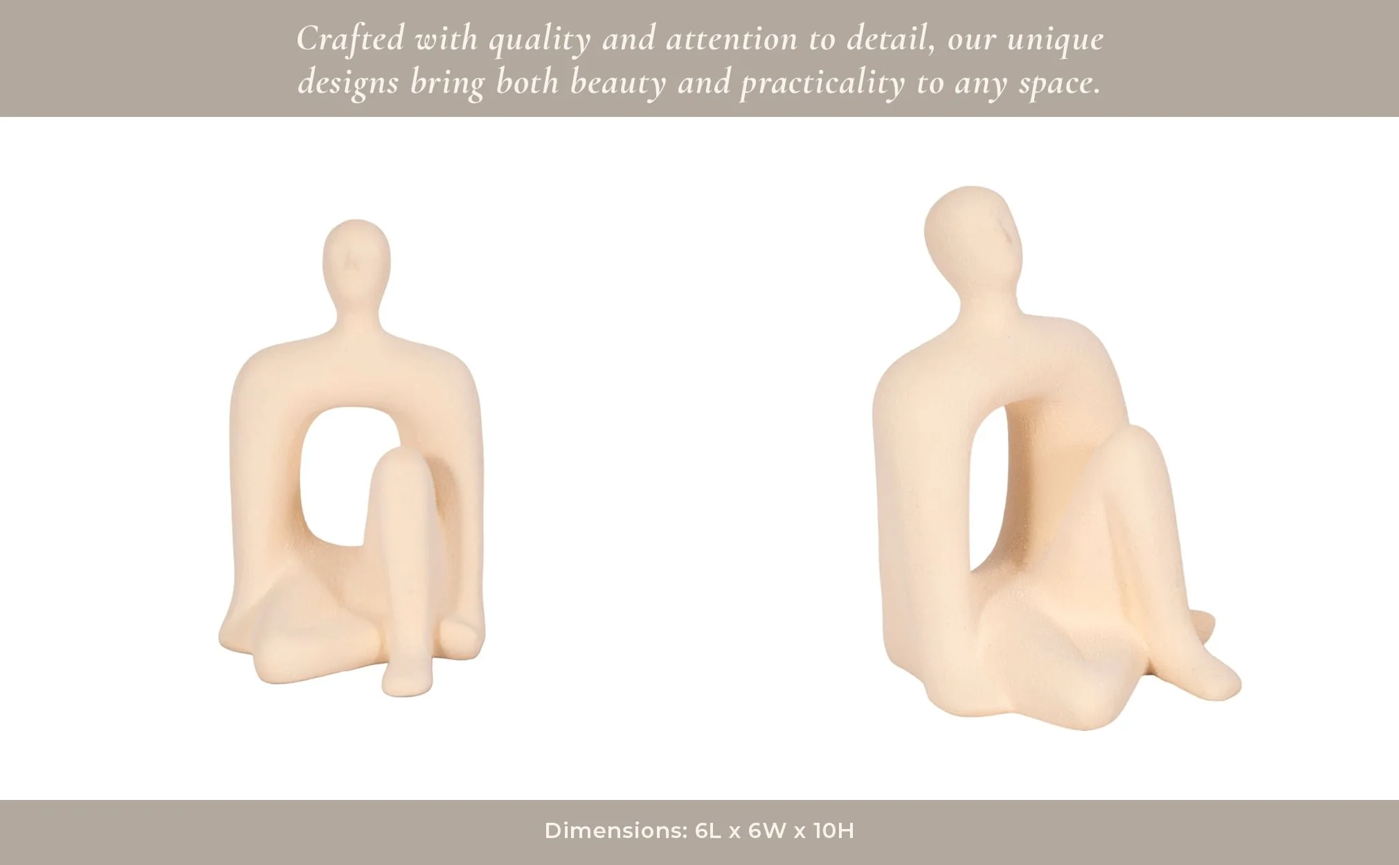10" Sitting Figure W/open Cut Out Sand Glaze,ivory - Image 12