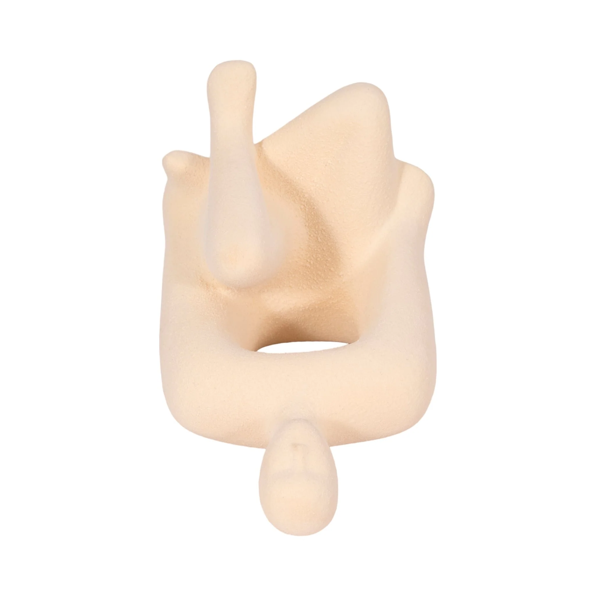 10" Sitting Figure W/open Cut Out Sand Glaze,ivory - Image 6