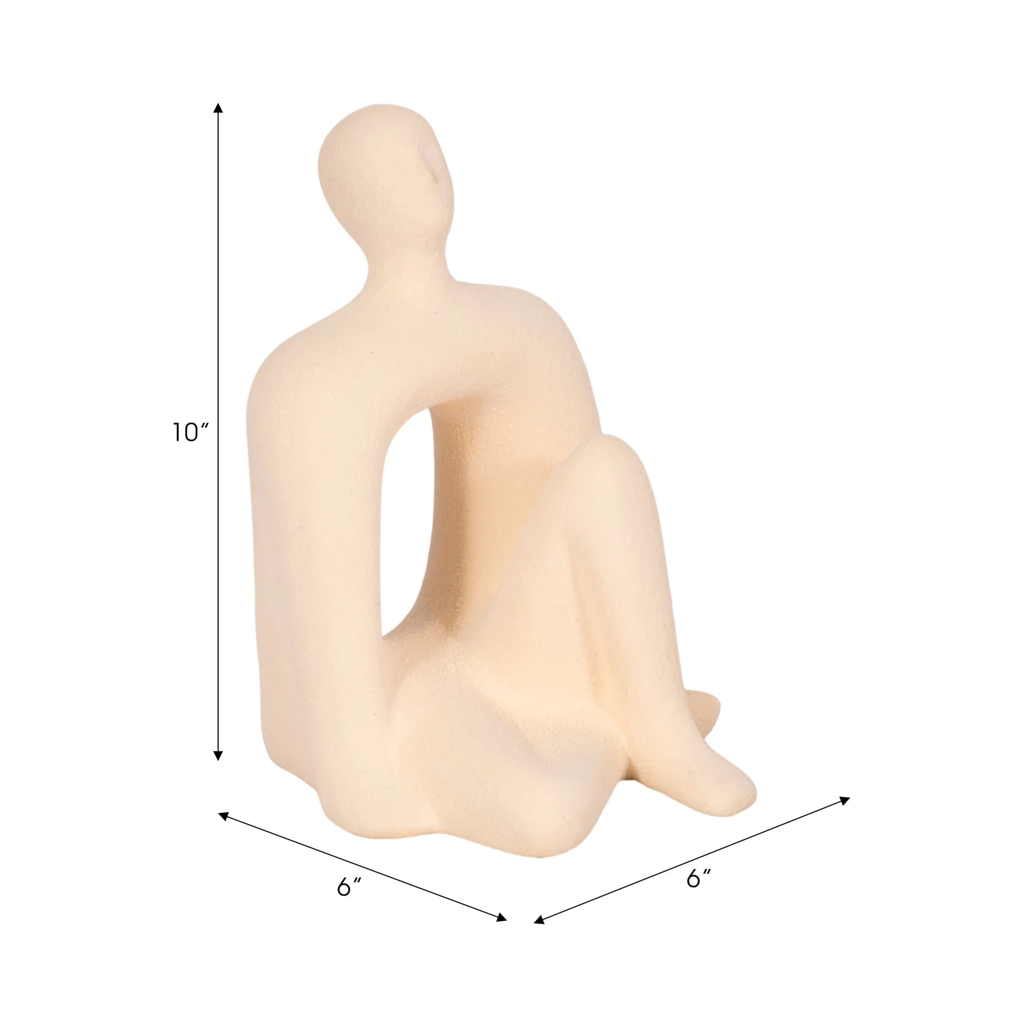10" Sitting Figure W/open Cut Out Sand Glaze,ivory - Image 8