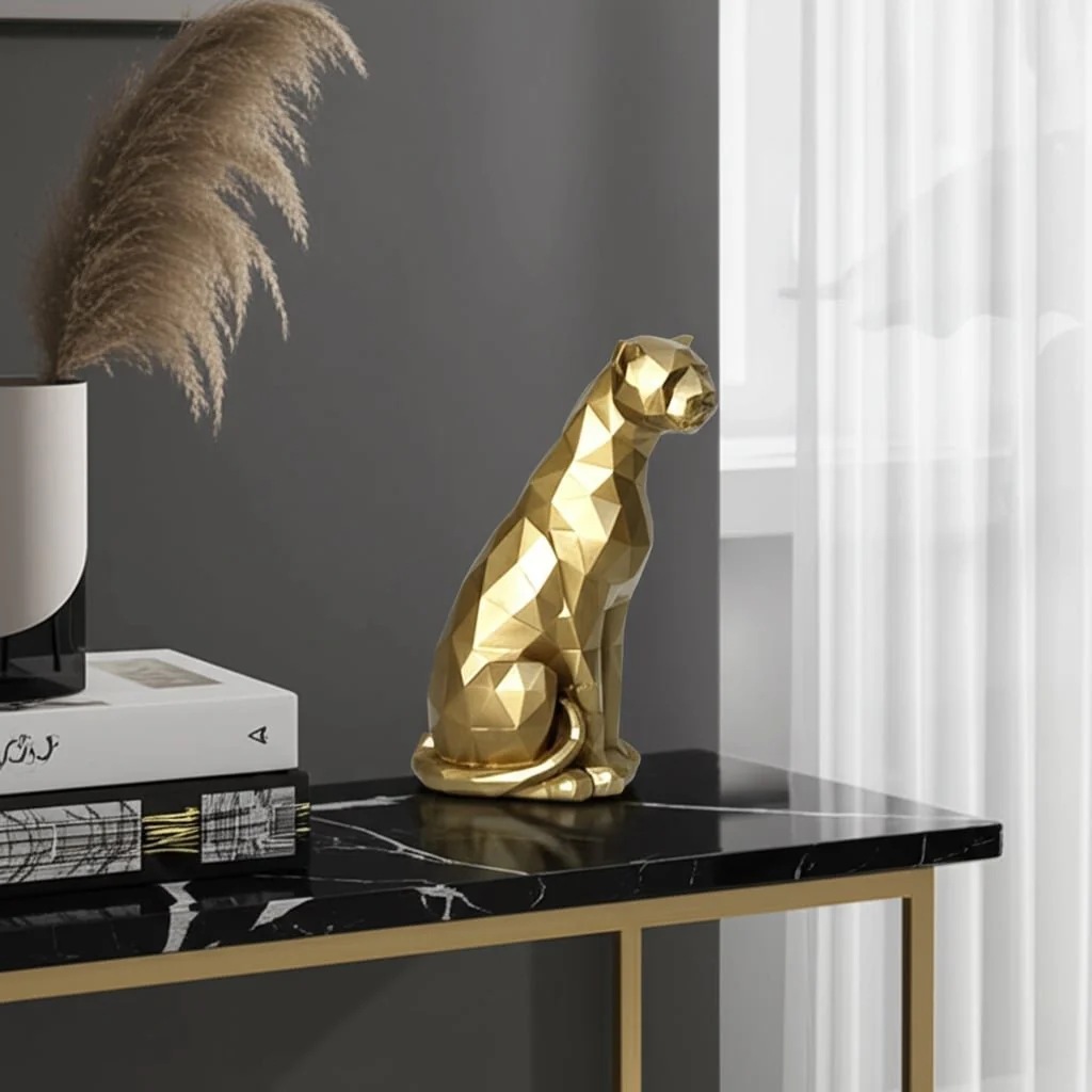 10" Sitting Leopard, Gold - Image 8
