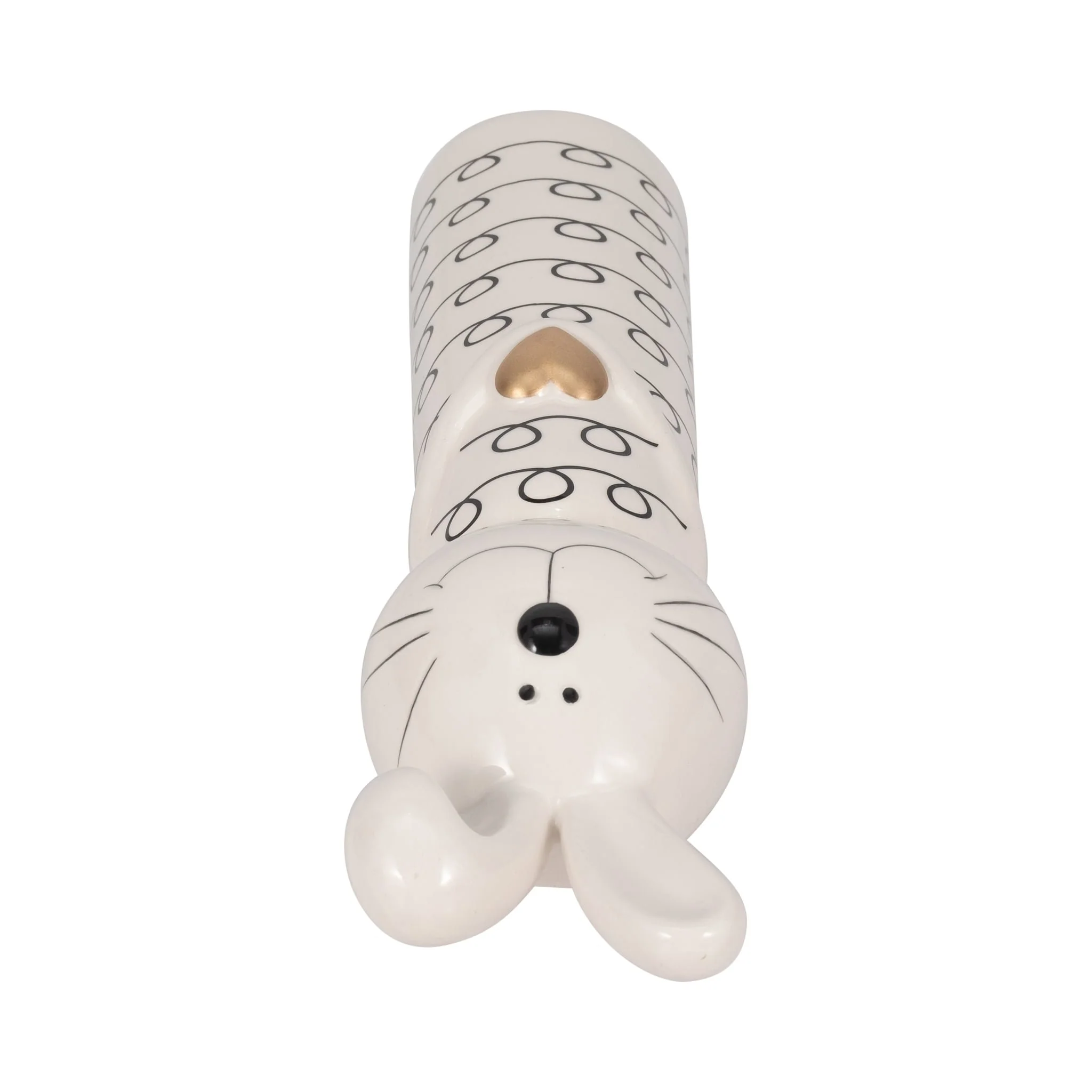 10" Squiggly Bunny With Gold Heart, White/black - Image 6