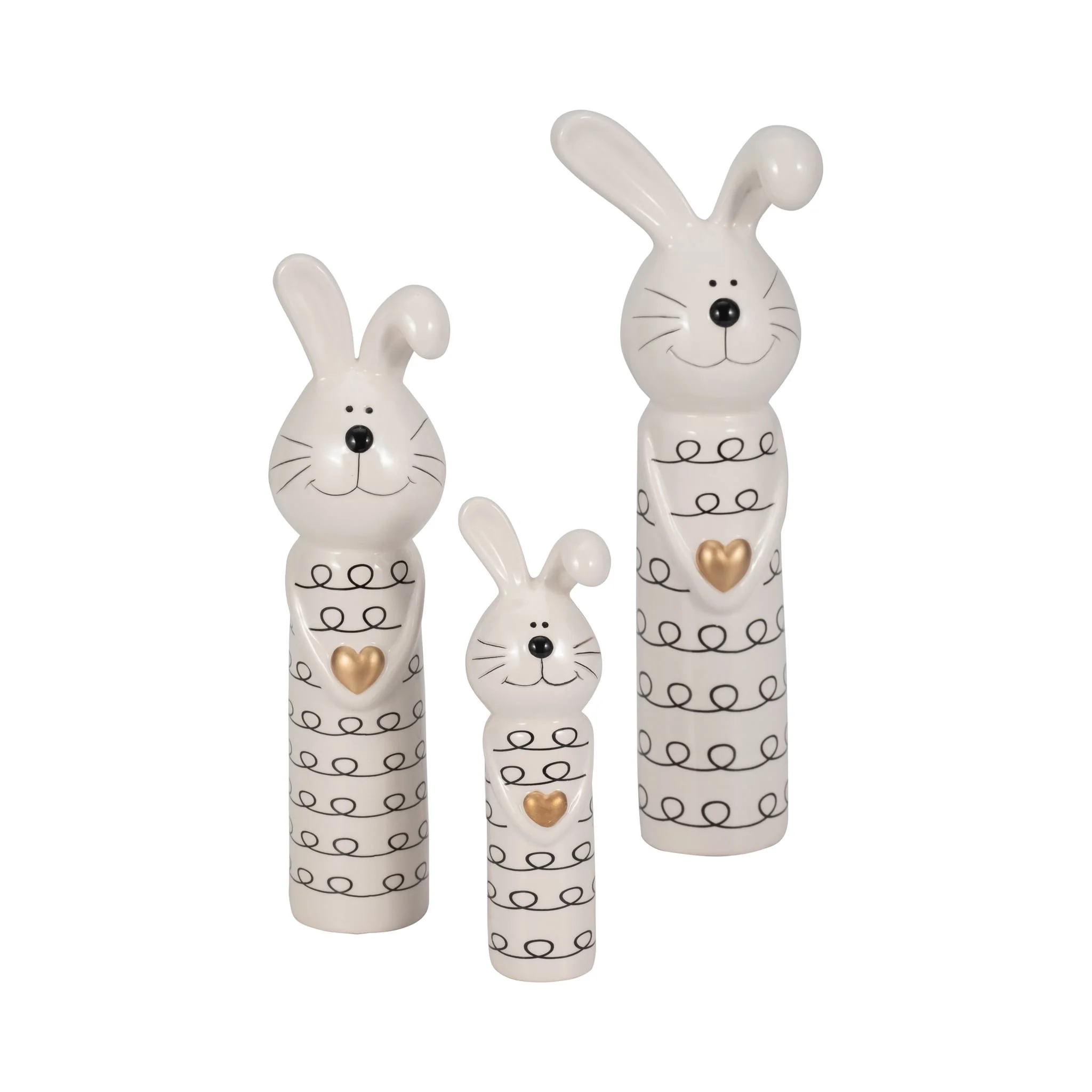 10" Squiggly Bunny With Gold Heart, White/black - Image 8