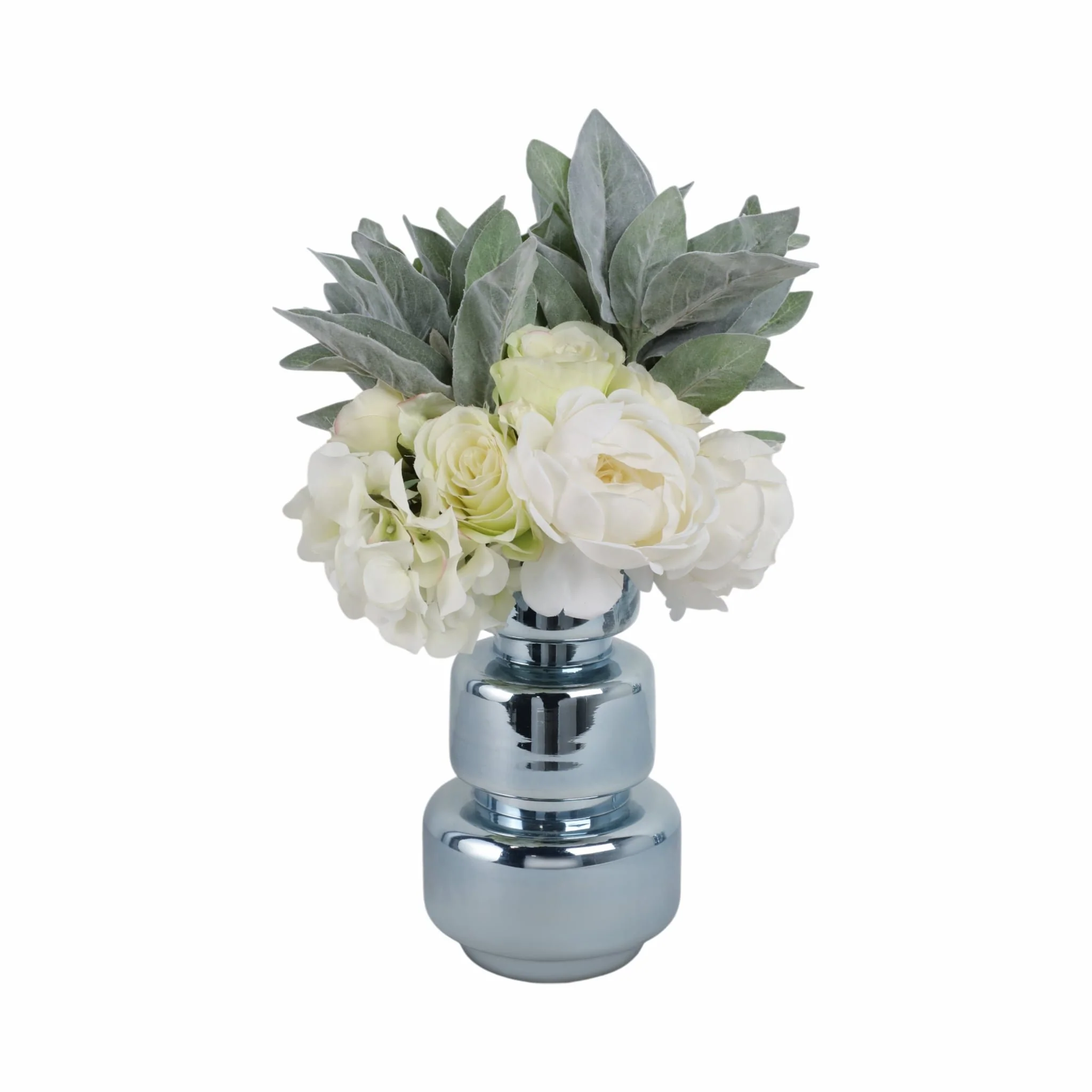 10" Stacked Cylinder Glass Vase, Blue Silver - Image 2