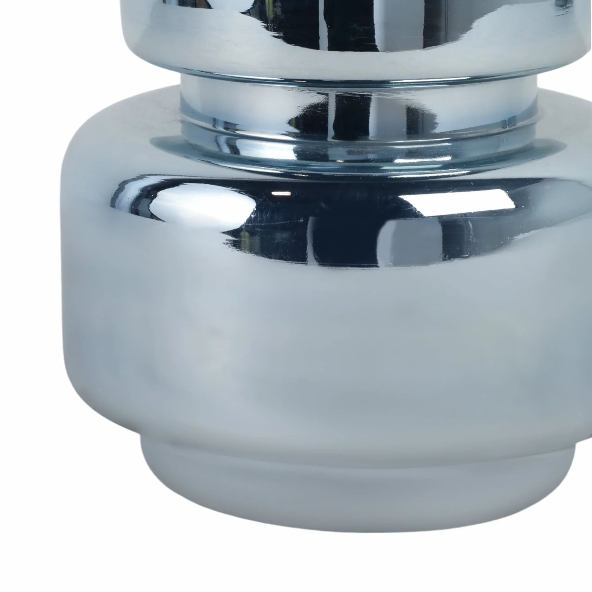 10" Stacked Cylinder Glass Vase, Blue Silver - Image 5