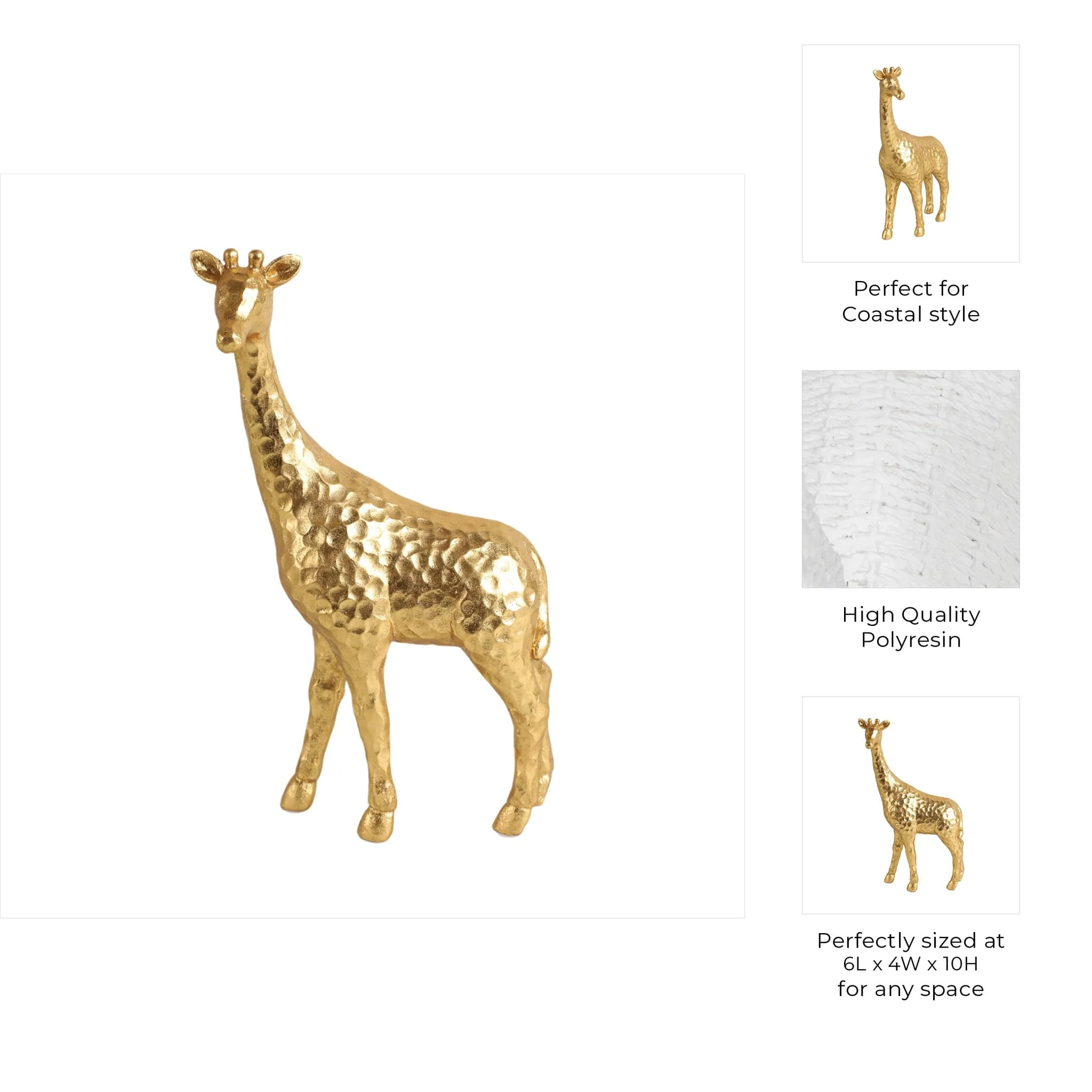 10" Standing Pretty Giraffe, Gold - Image 10