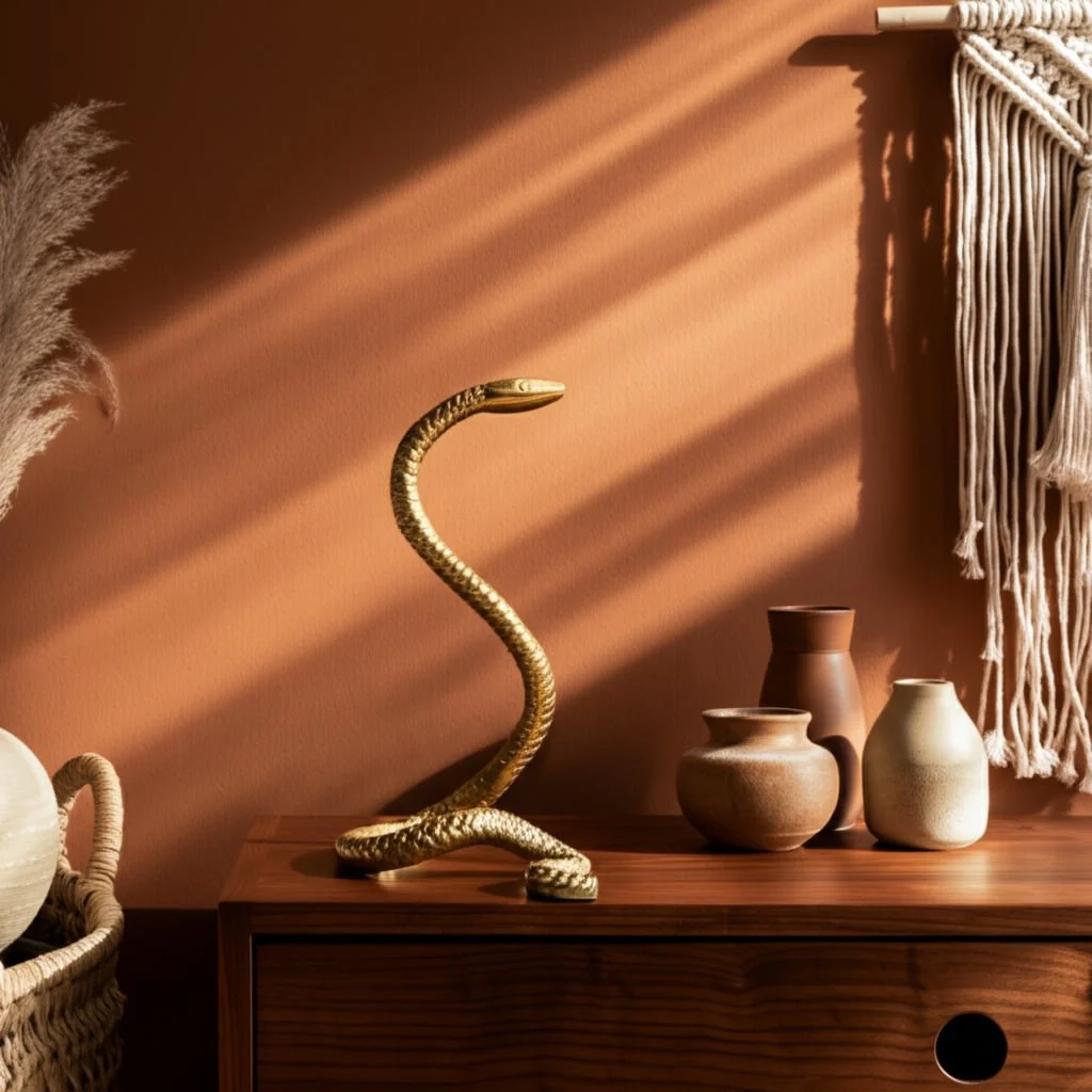 10" Tall Snake Tabletop Decor, Gold - Image 10