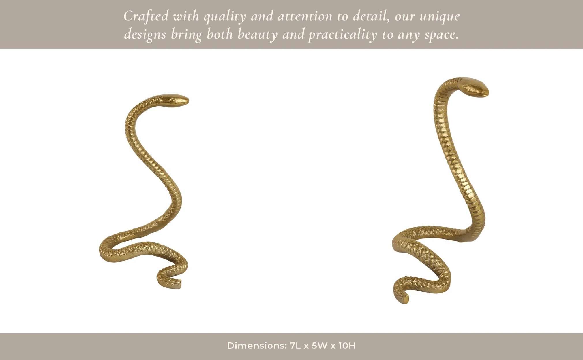 10" Tall Snake Tabletop Decor, Gold - Image 11