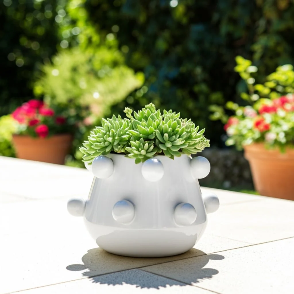 10" Tapered Bubble Planter, White - Image 14