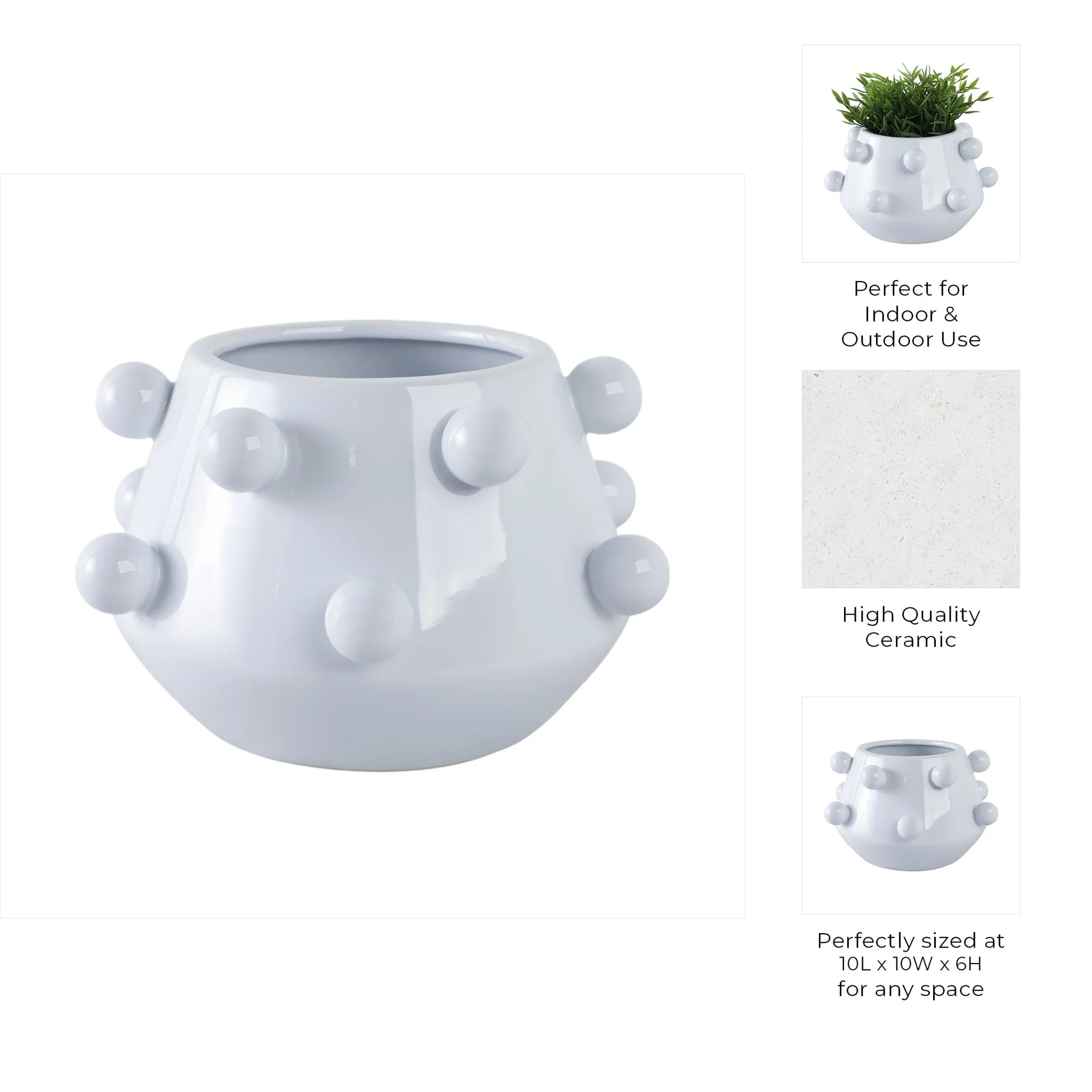 10" Tapered Bubble Planter, White - Image 9