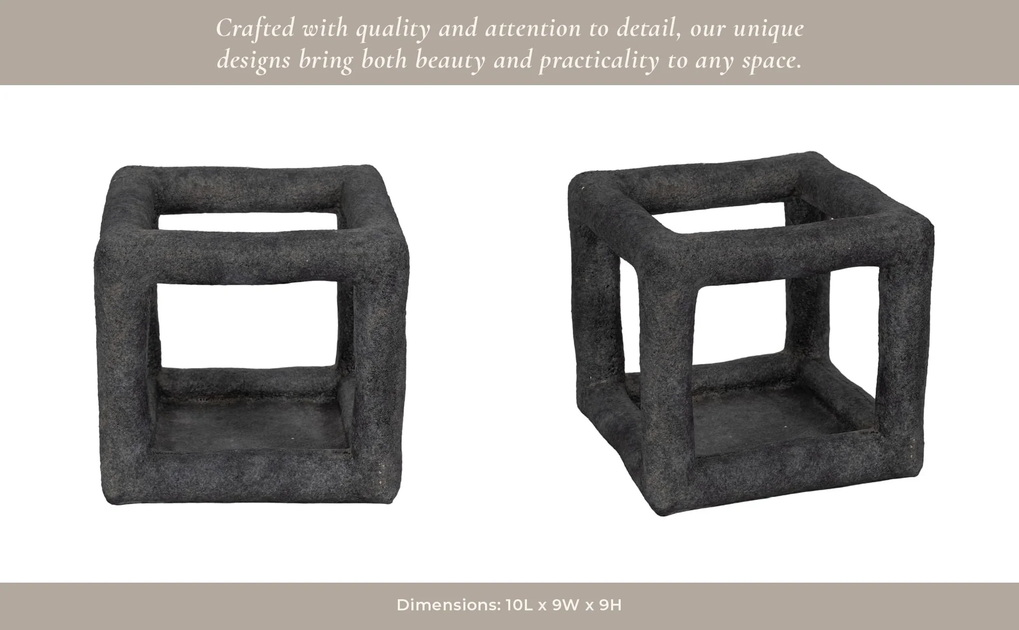 10" Textured Open Square Object, Black - Image 12