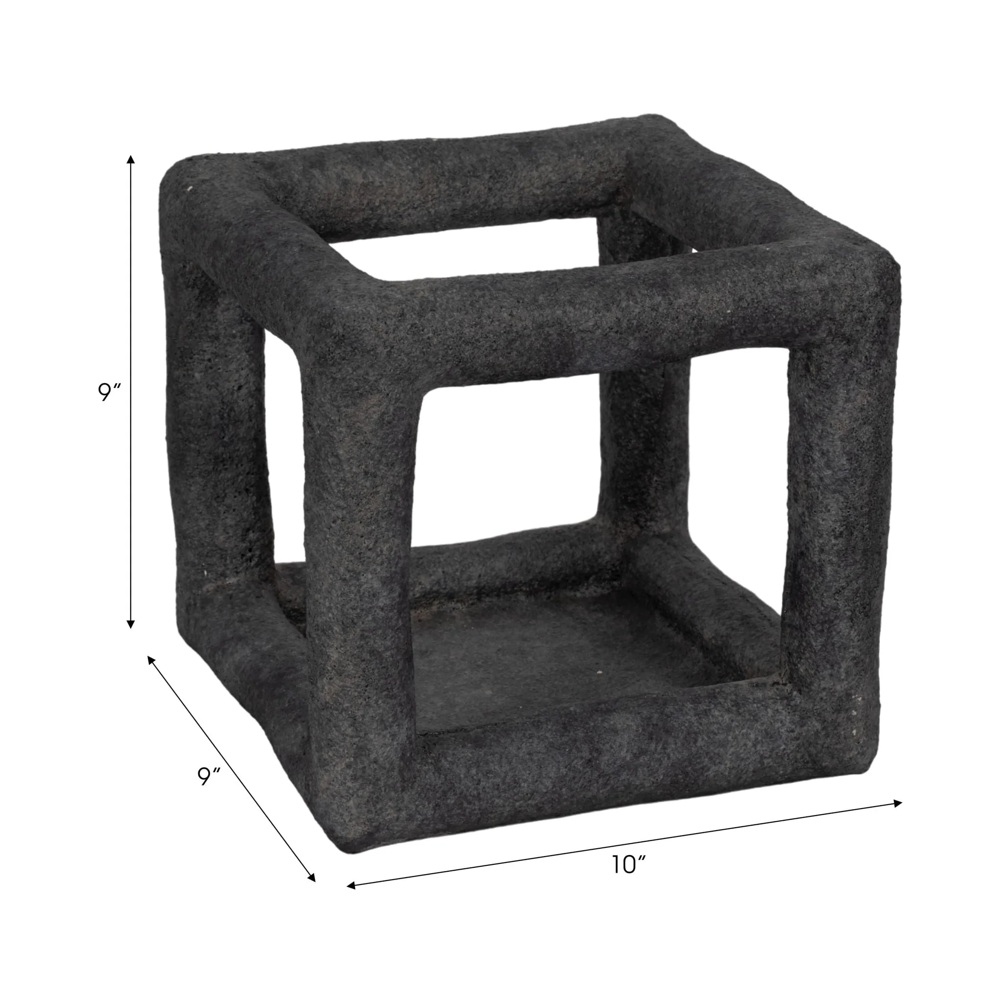 10" Textured Open Square Object, Black - Image 8