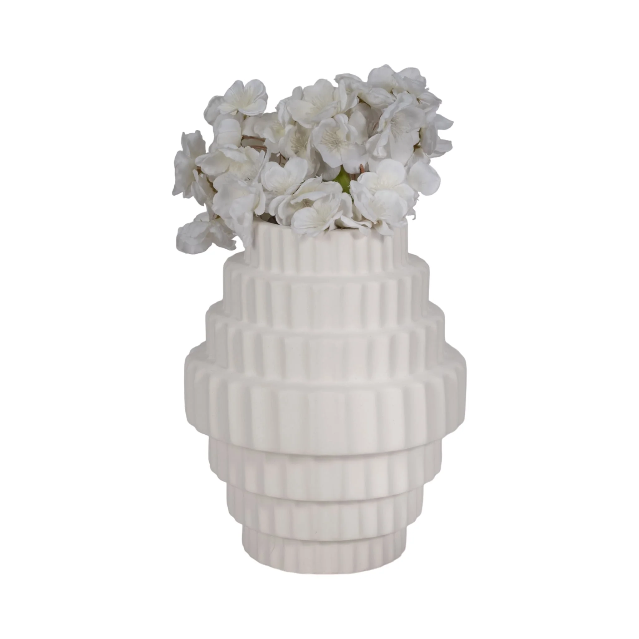 10" Textured Staggered Vase, White - Image 2