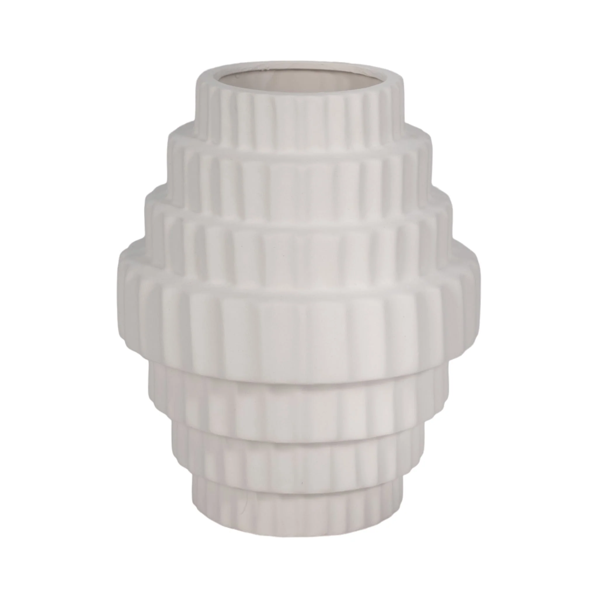 10" Textured Staggered Vase, White - Image 3