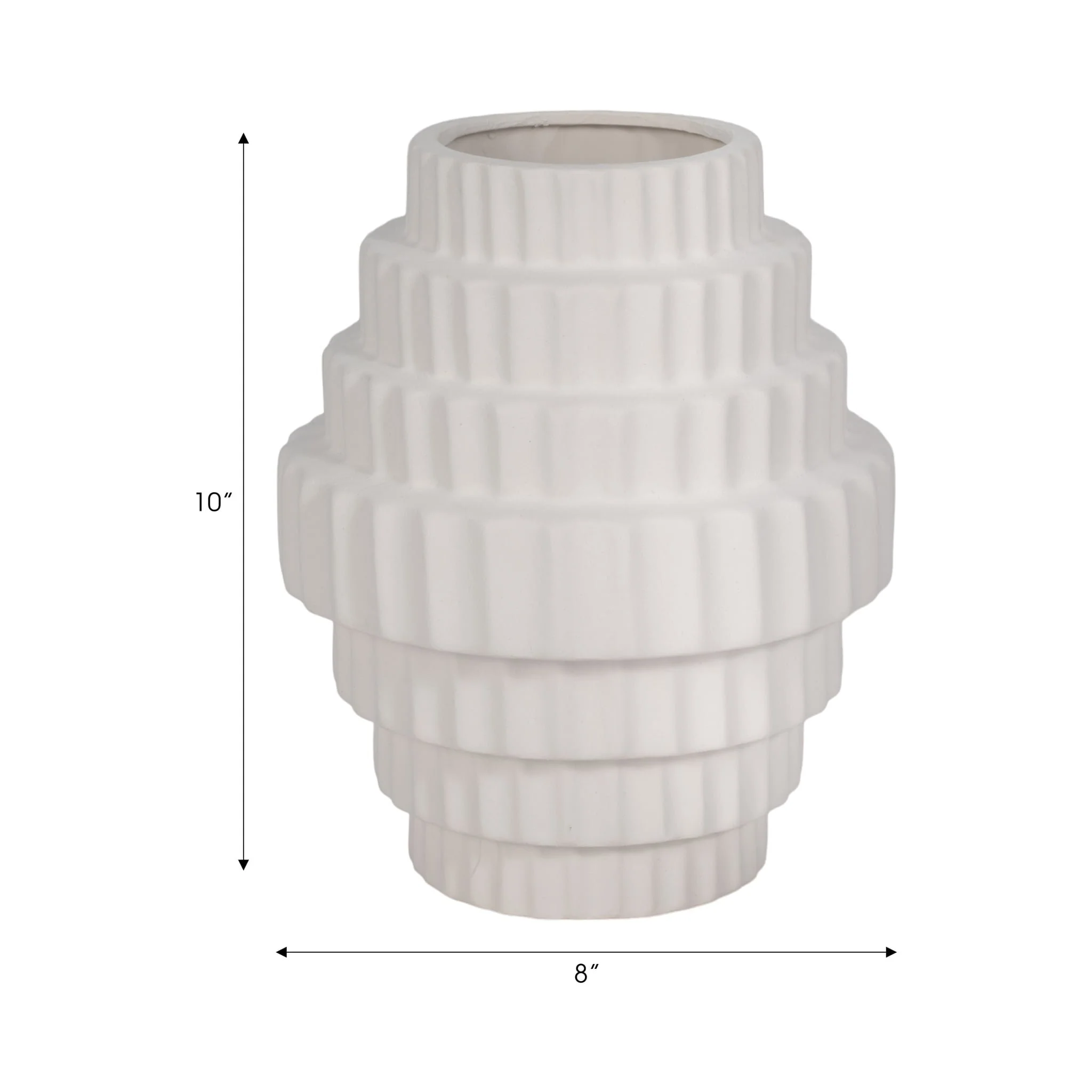 10" Textured Staggered Vase, White - Image 8