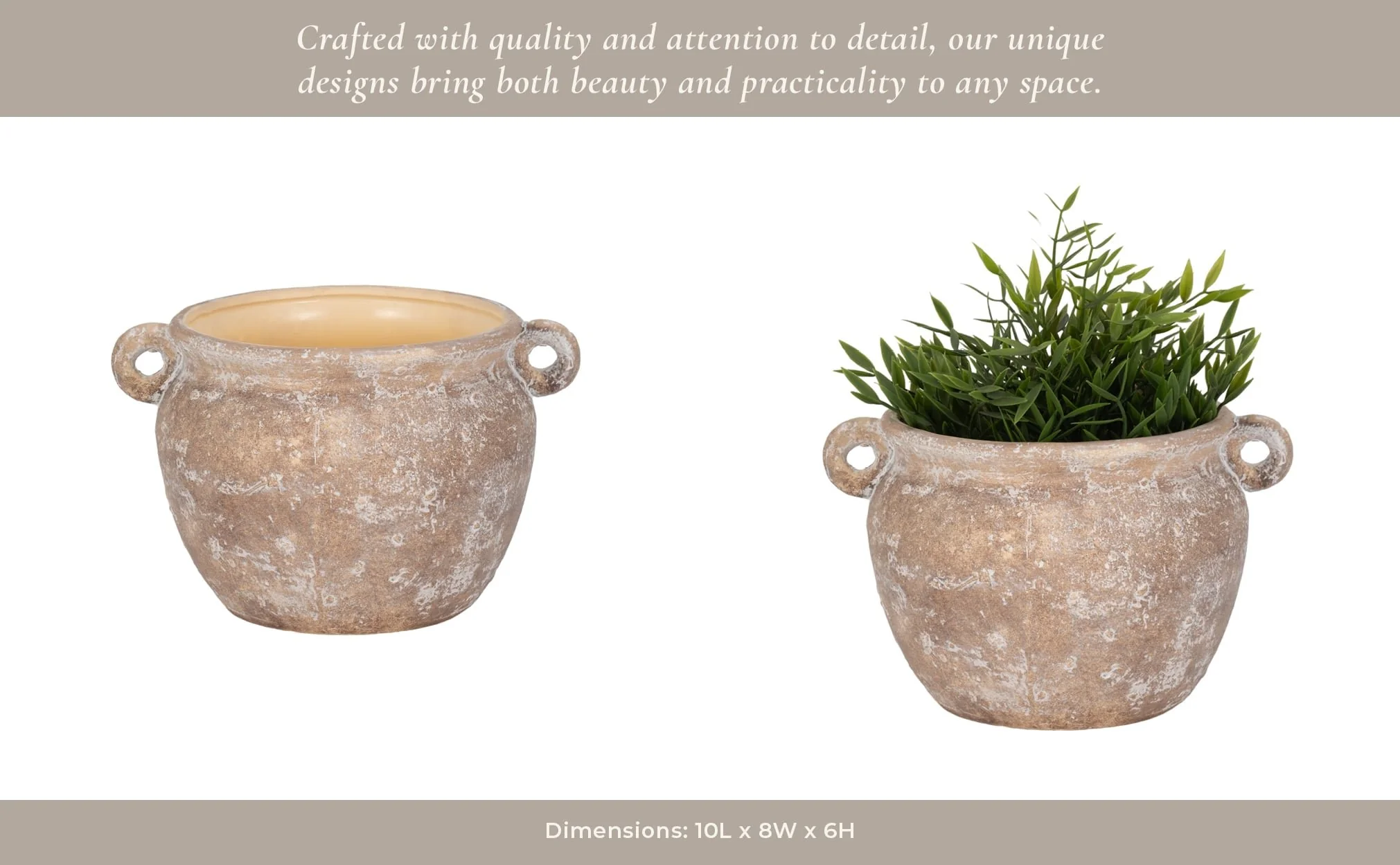 10" Textured Stoneware Jug Planter, Ivory - Image 11