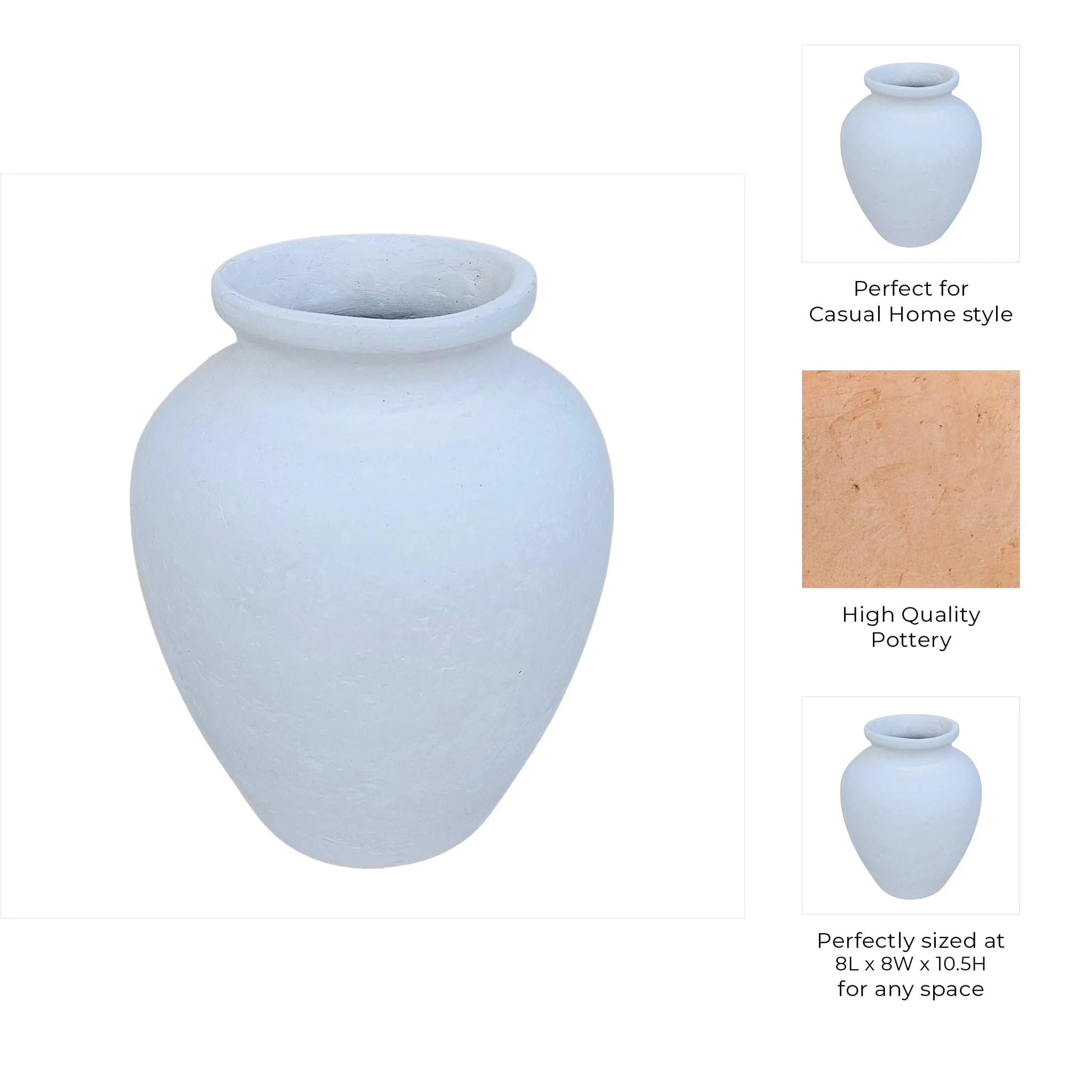 10" Traditional Jug, Paper Mache, Ivory - Image 9