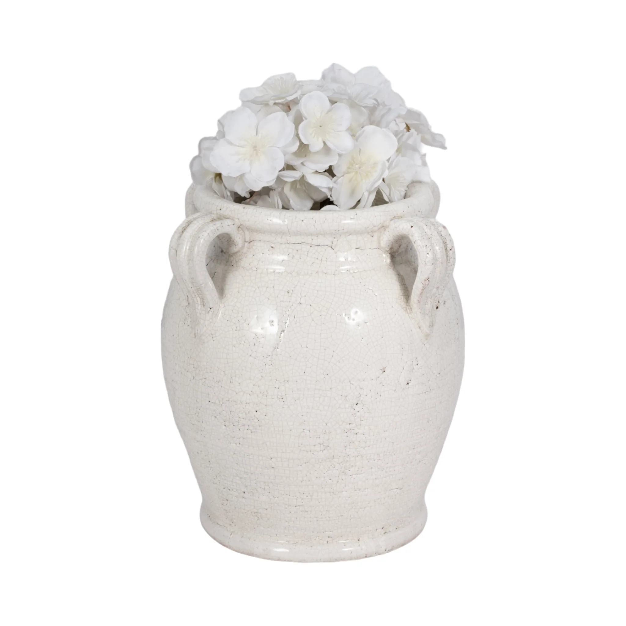 10" Vase With Handles, White Crackle - Image 2