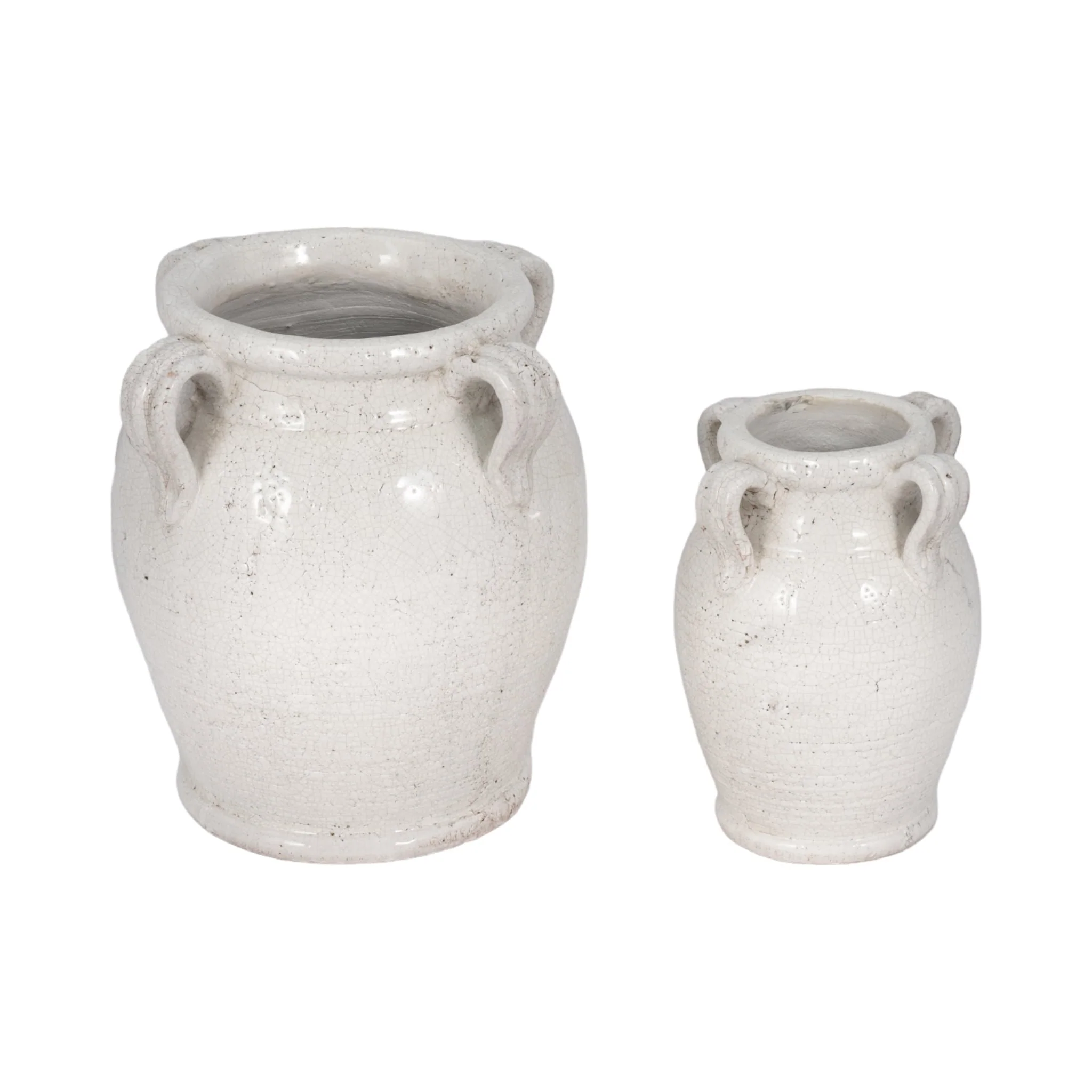 10" Vase With Handles, White Crackle - Image 7