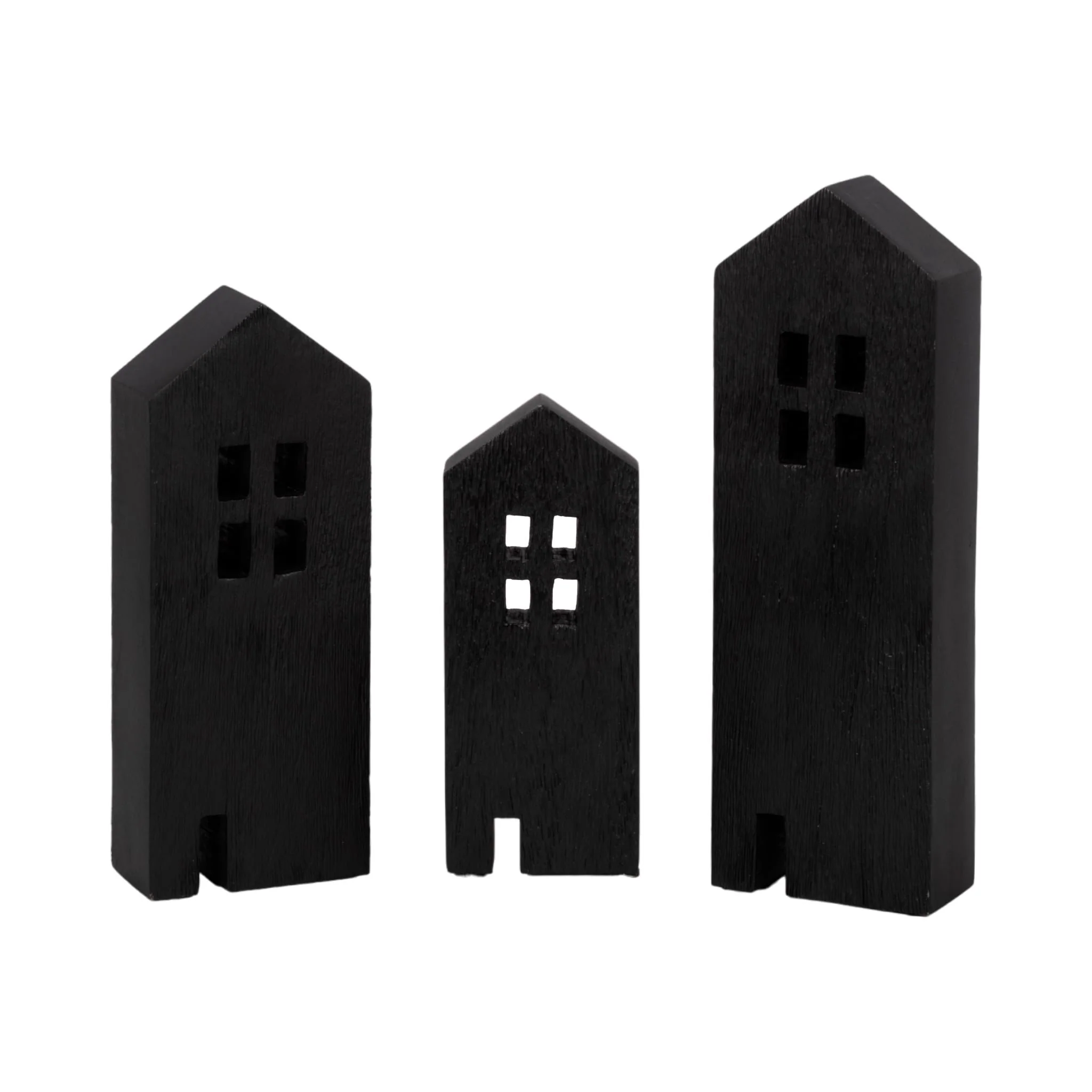 10" Wood House Decor, Black - Image 8