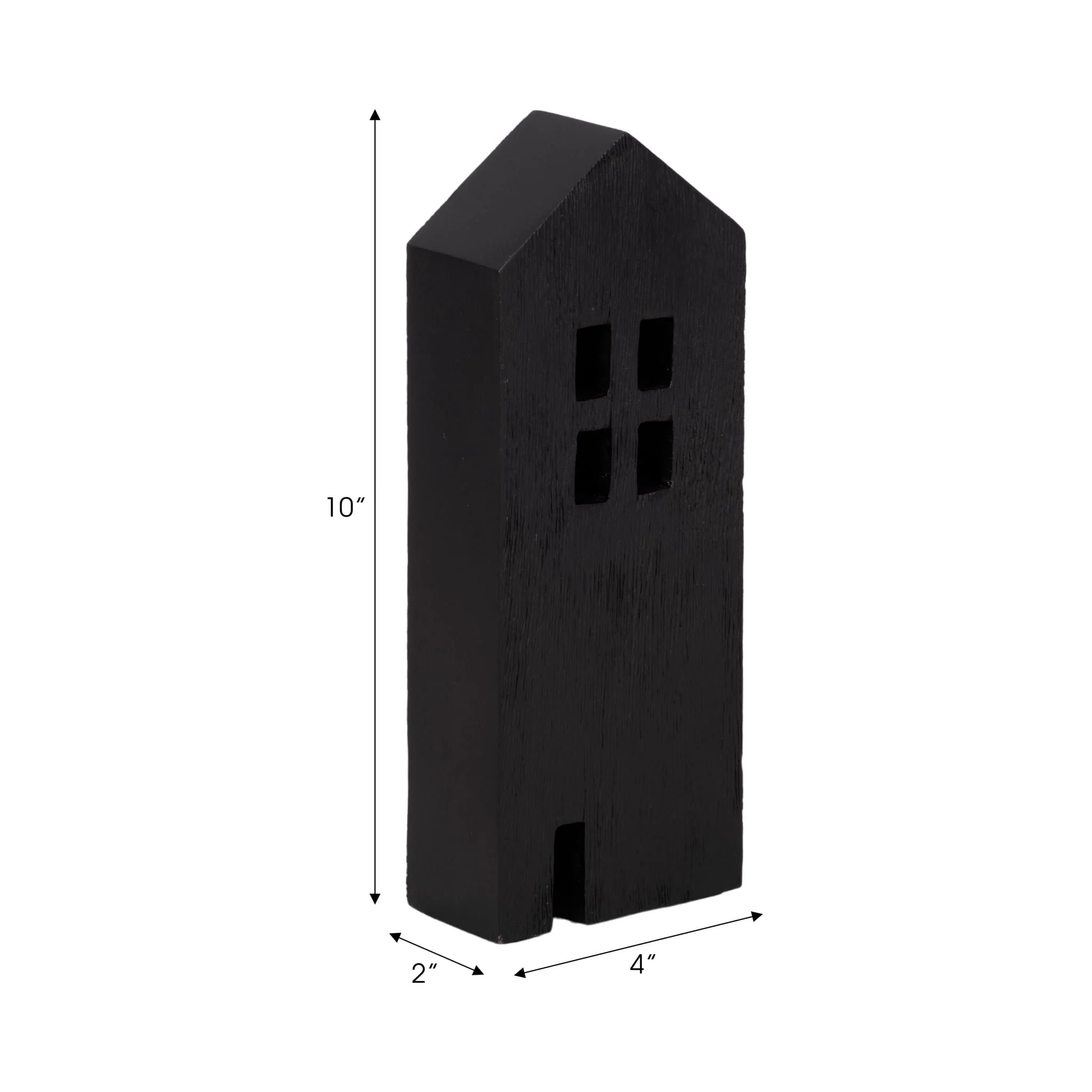 10" Wood House Decor, Black - Image 9