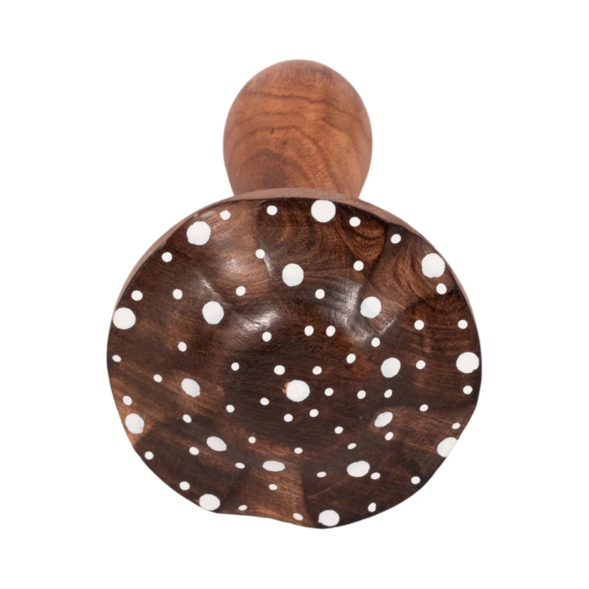 10" Wood Mushroom With White Dots, Brown - Image 4