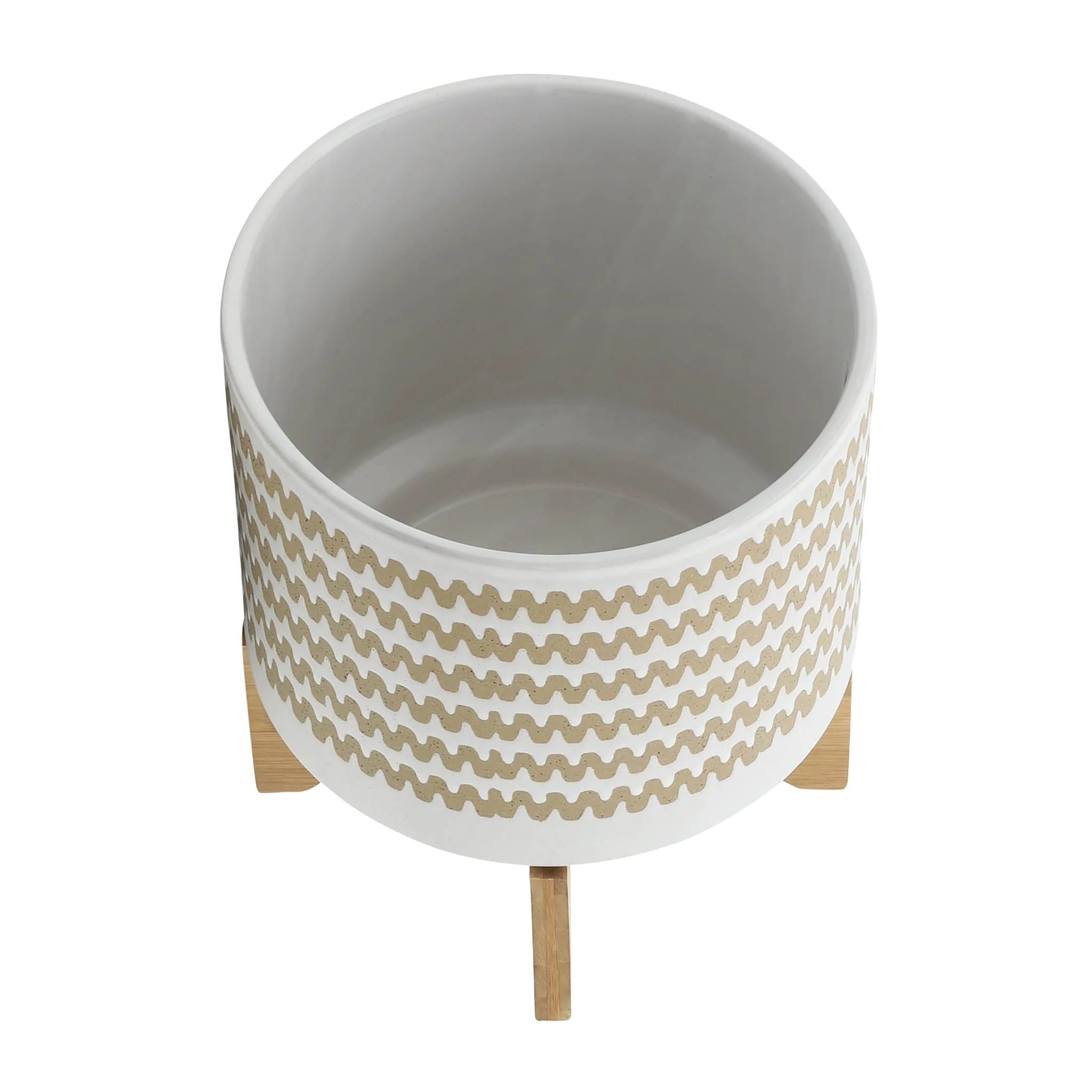 10" Zig-zag Planter W/ Stand, White - Image 4