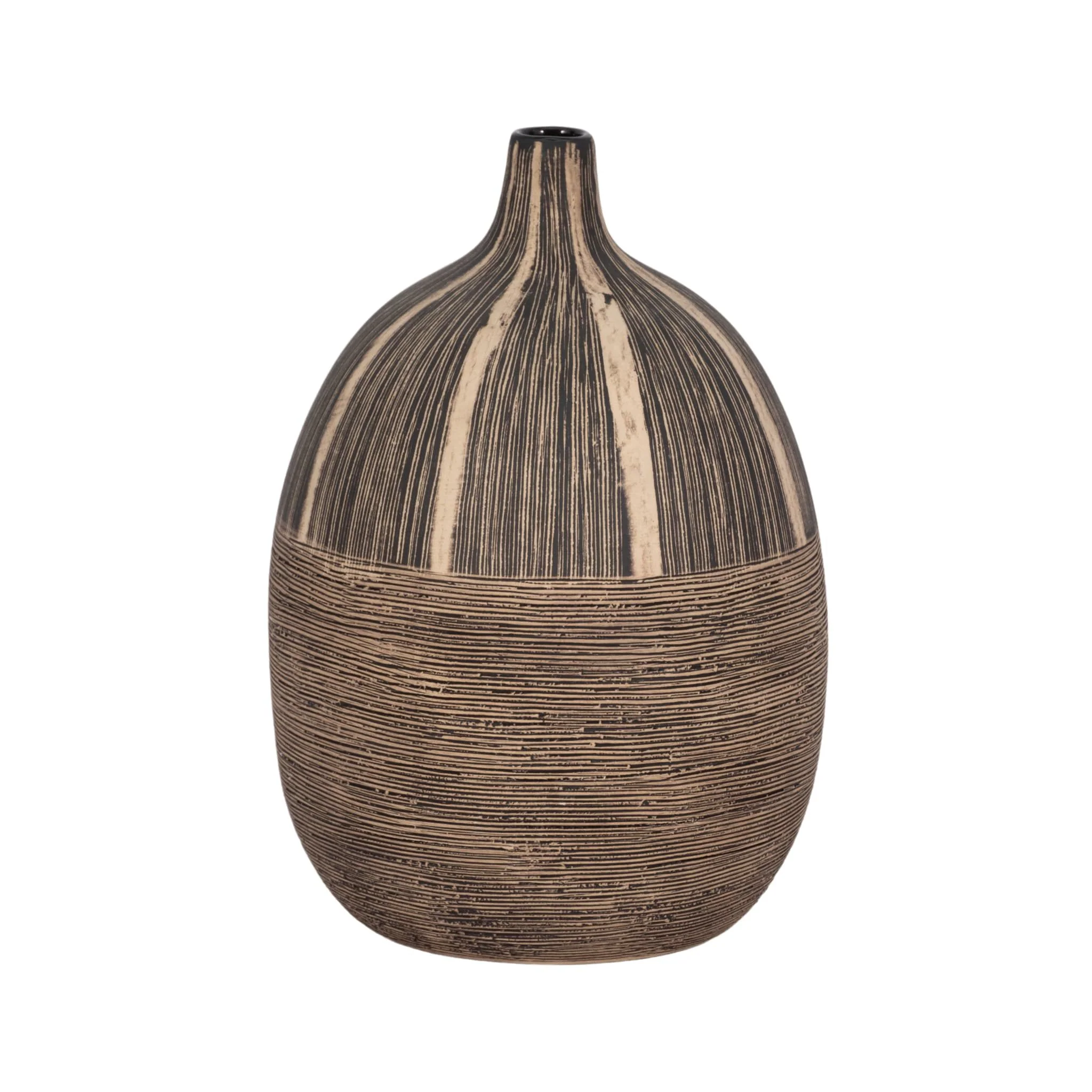 10"h Tribal Vase, Brown - Image 3