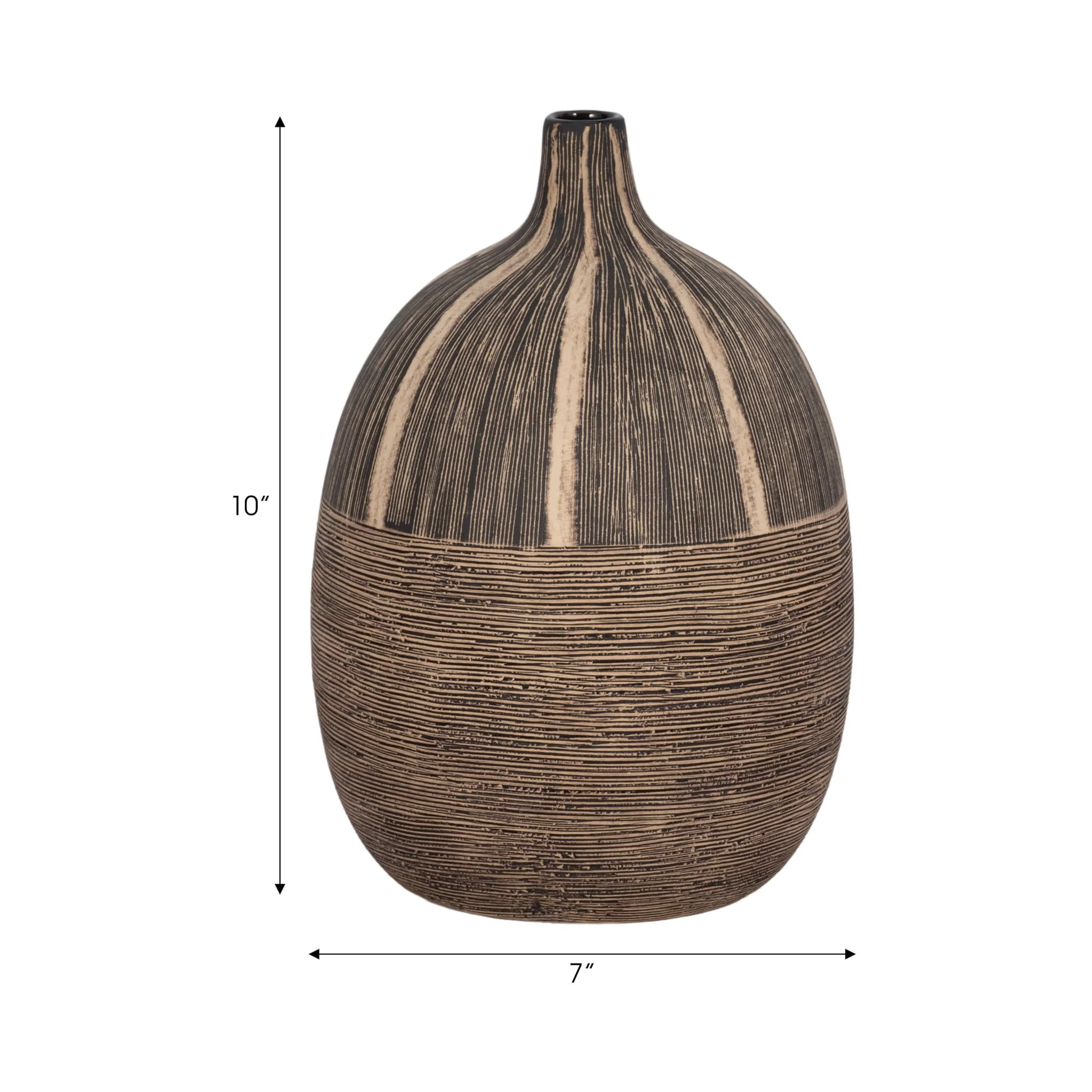 10"h Tribal Vase, Brown - Image 7