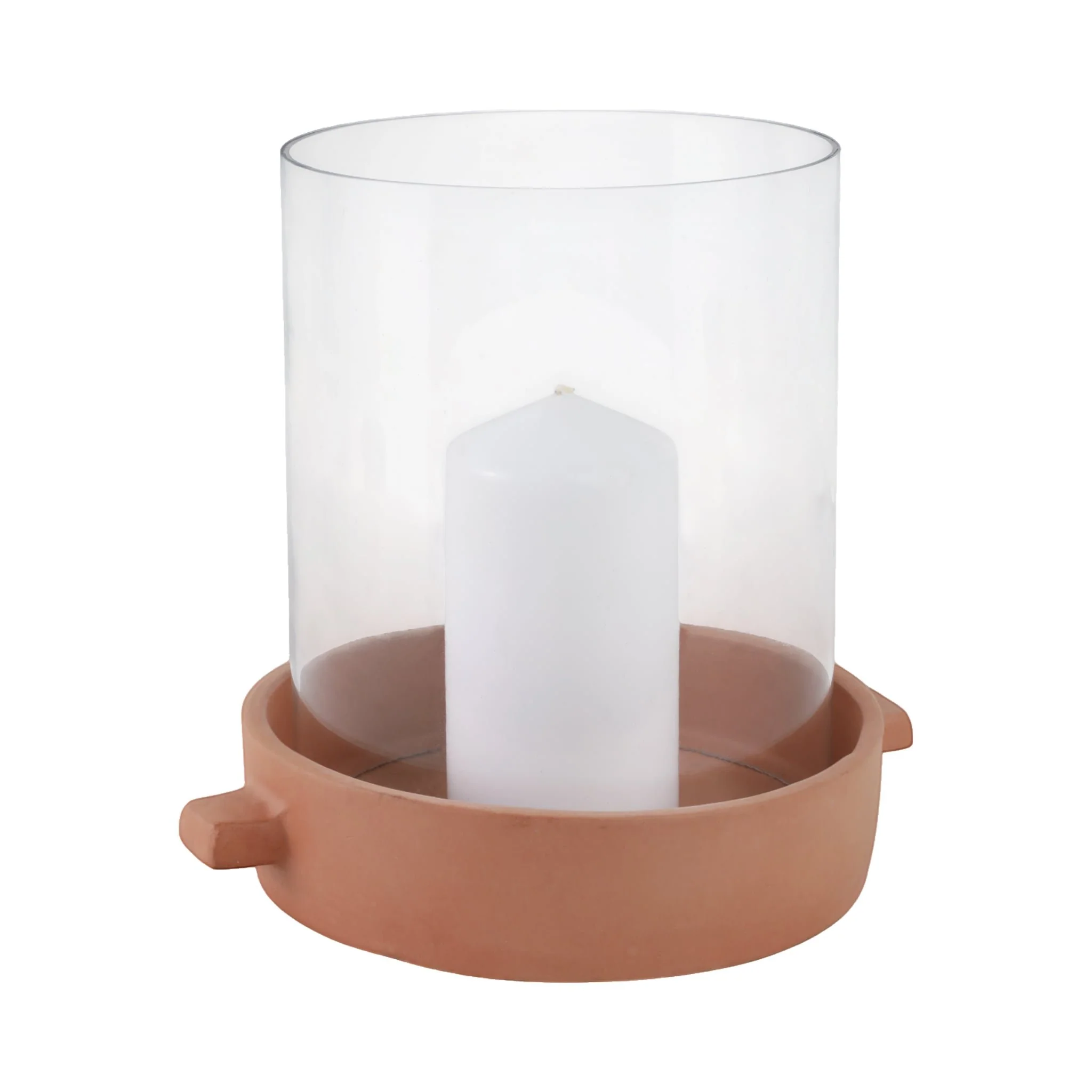 10x10" Terracotta Hurricane Pillar Holder, Natural - Image 2