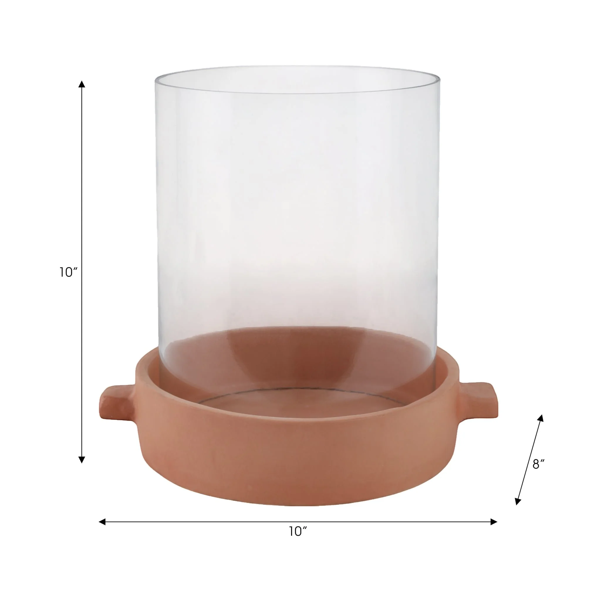10x10" Terracotta Hurricane Pillar Holder, Natural - Image 8