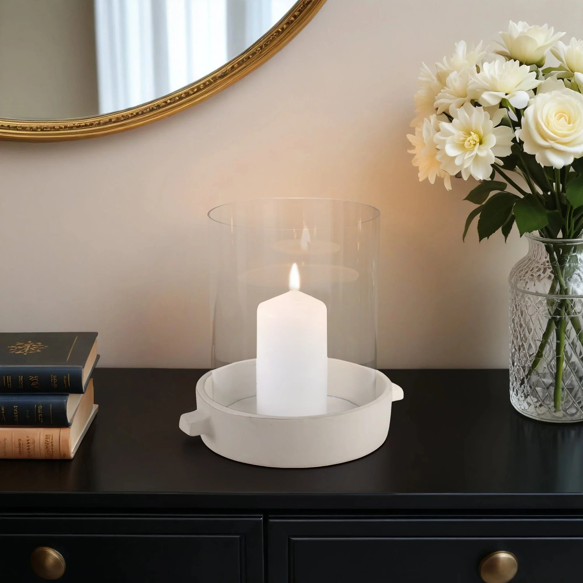 10x10" Terracotta Hurricane Pillar Holder, White - Image 10