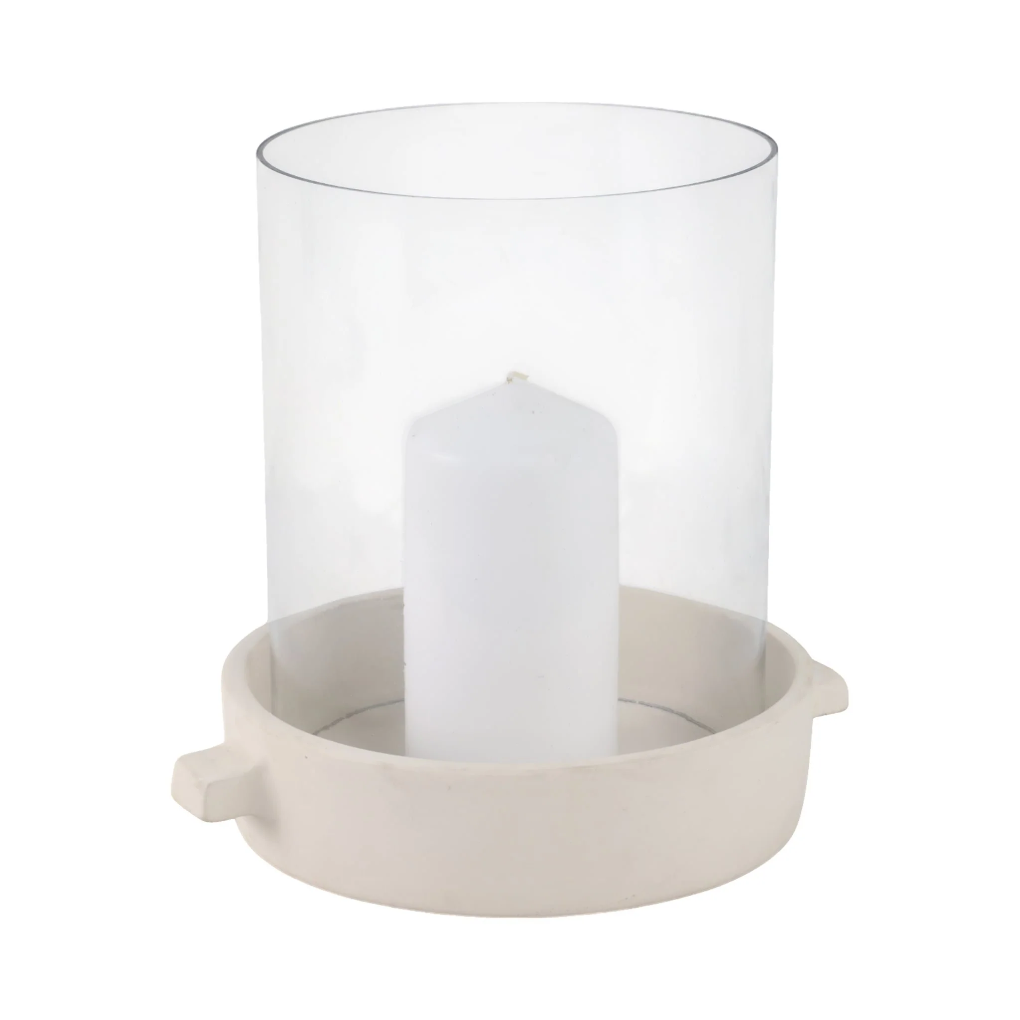10x10" Terracotta Hurricane Pillar Holder, White - Image 2