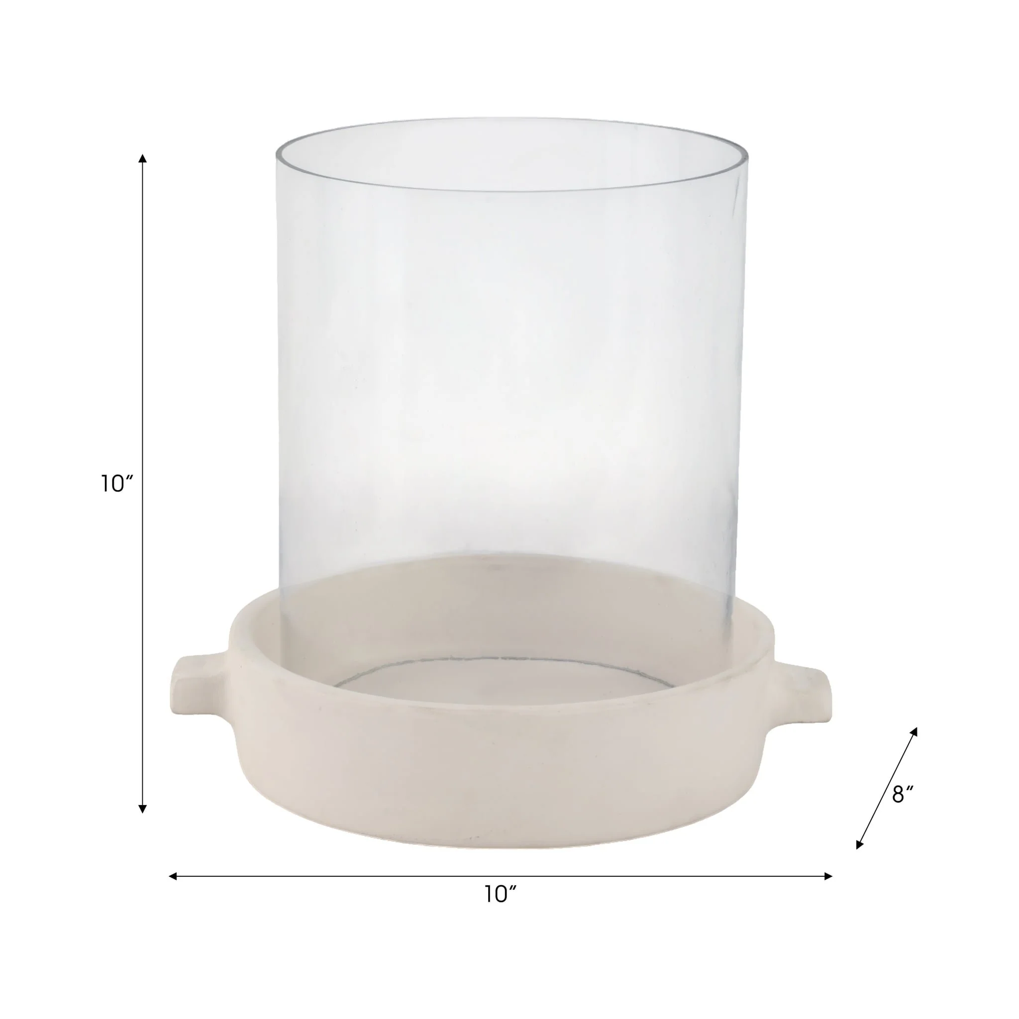 10x10" Terracotta Hurricane Pillar Holder, White - Image 8