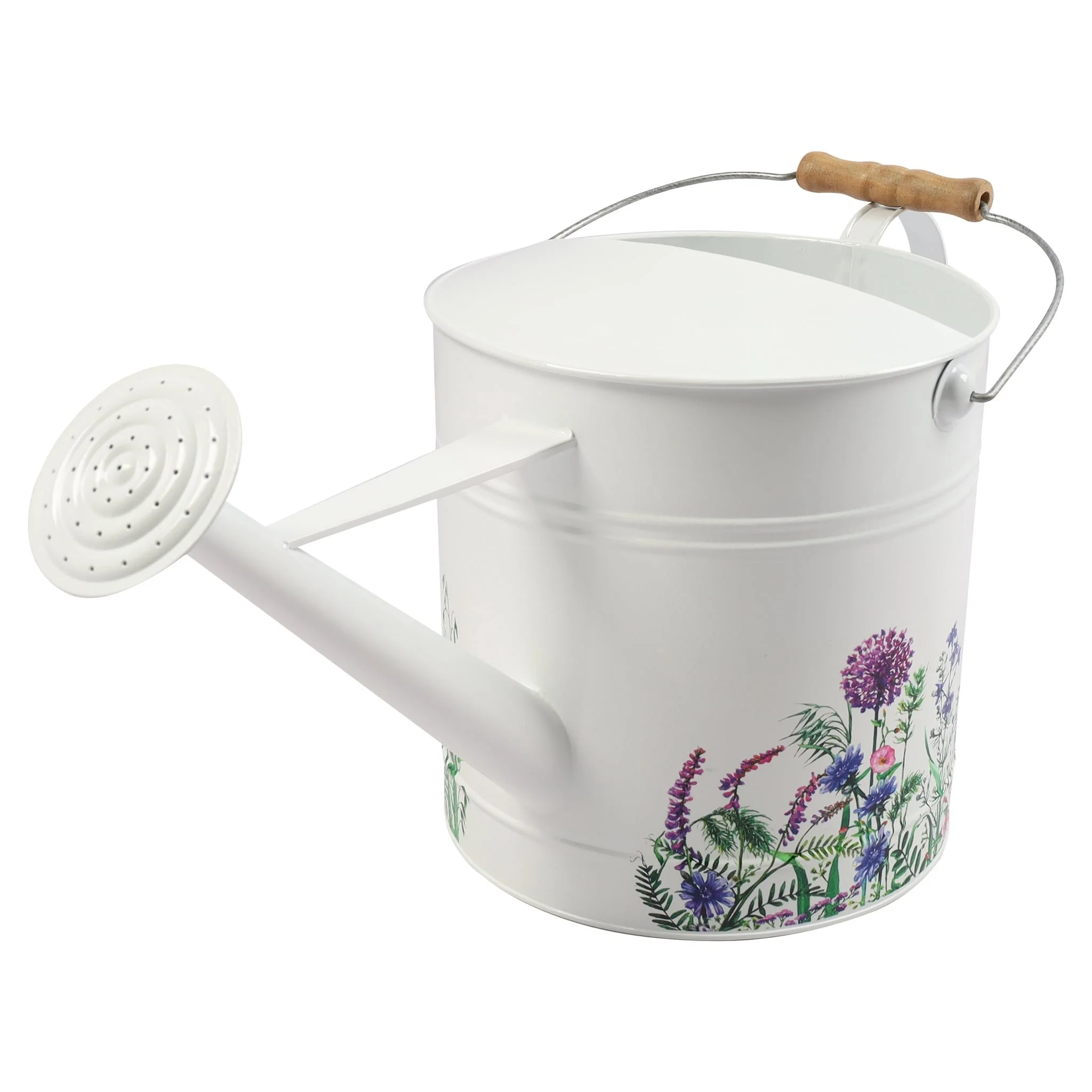 10x20" Watering Can, White W/ Purp Flower - Image 2