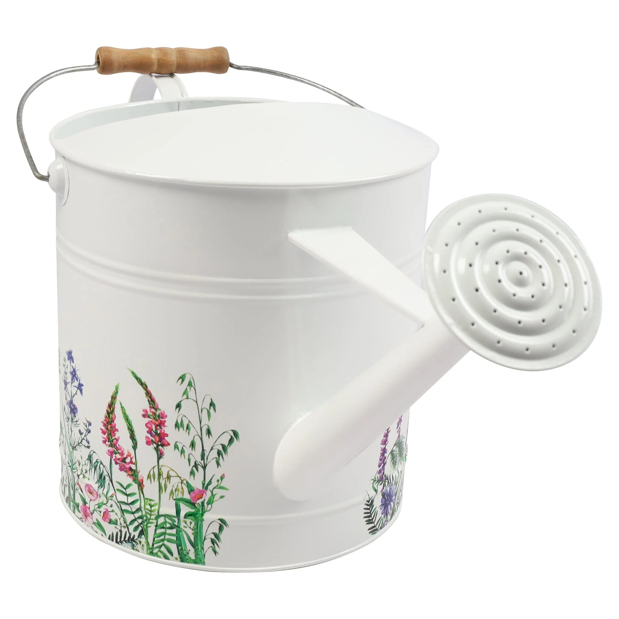 10x20" Watering Can, White W/ Purp Flower - Image 4