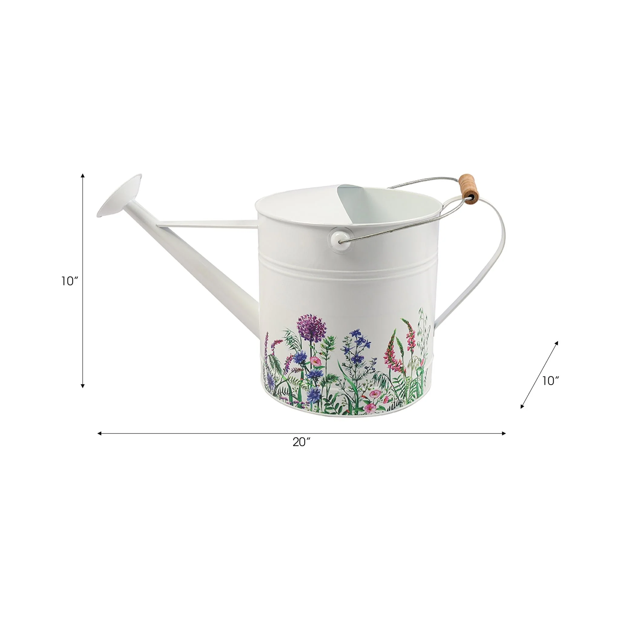 10x20" Watering Can, White W/ Purp Flower - Image 6