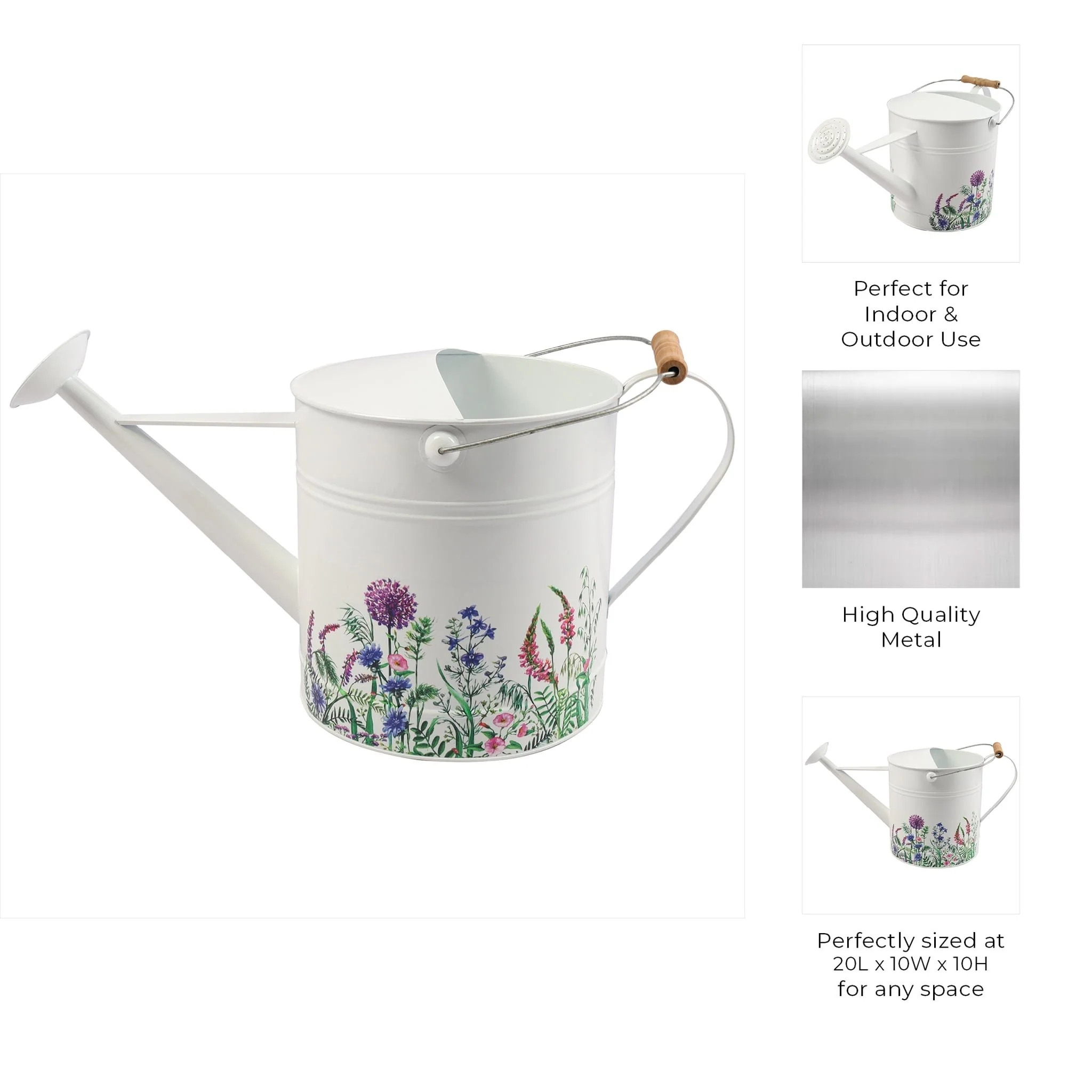 10x20" Watering Can, White W/ Purp Flower - Image 7