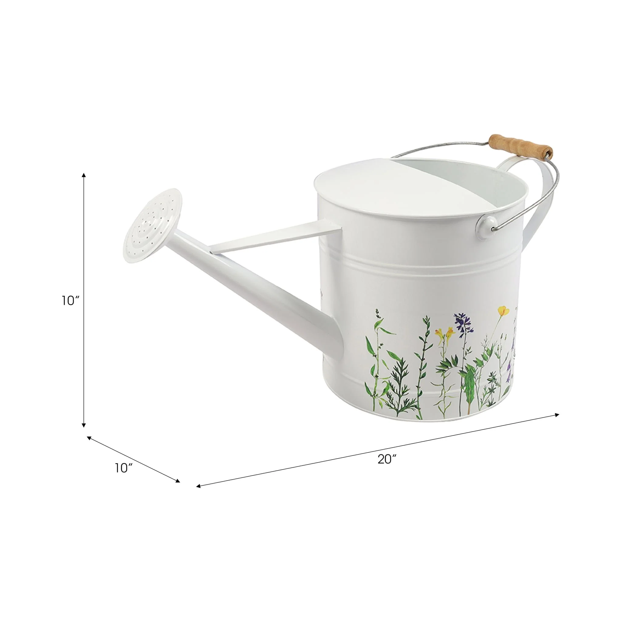 10x20" Watering Can, White W/yel Flower - Image 6