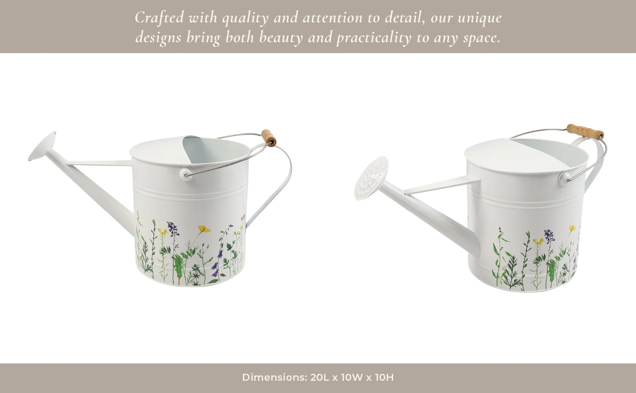 10x20" Watering Can, White W/yel Flower - Image 9