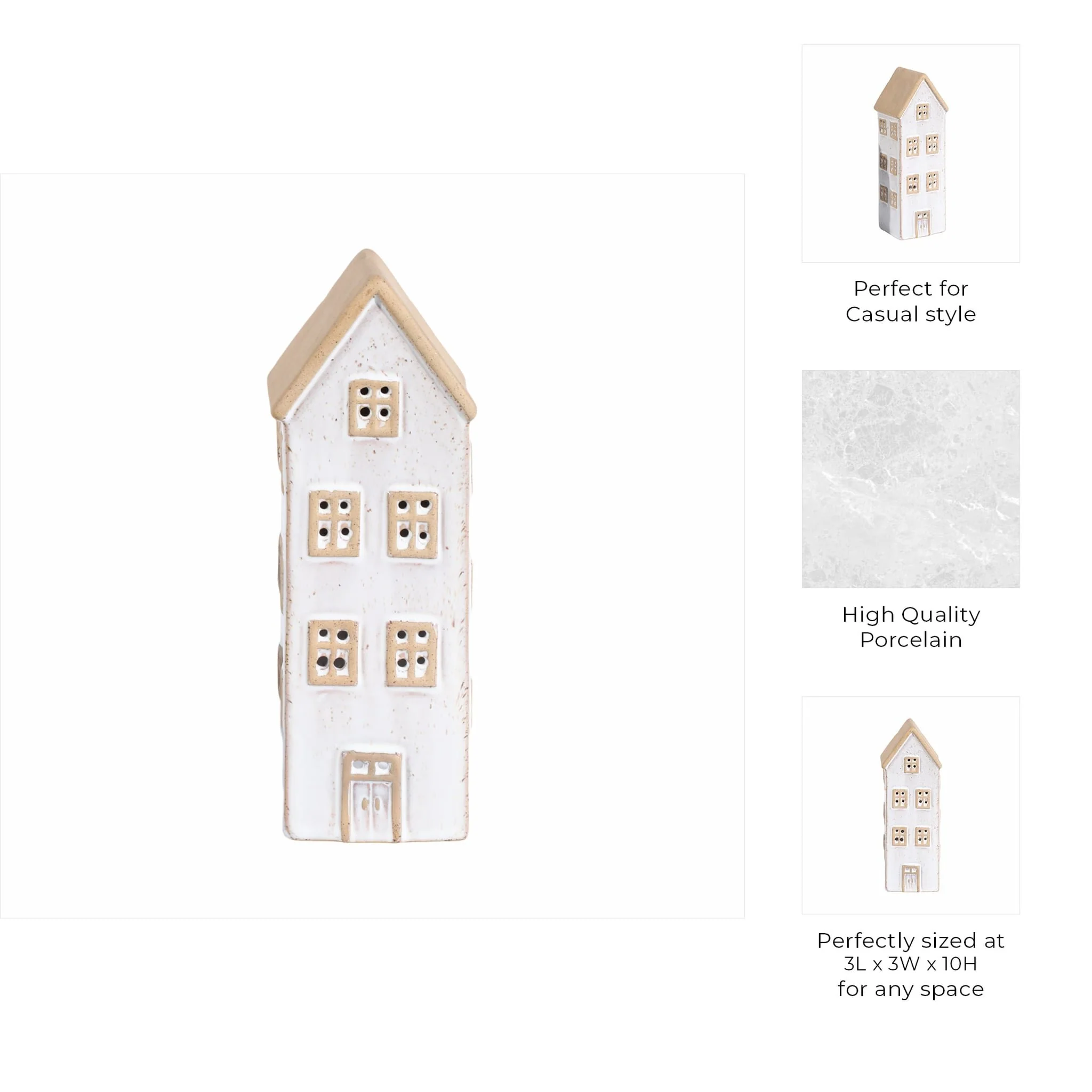 10x3" Narrow House Tealight Holder, Ivory - Image 9