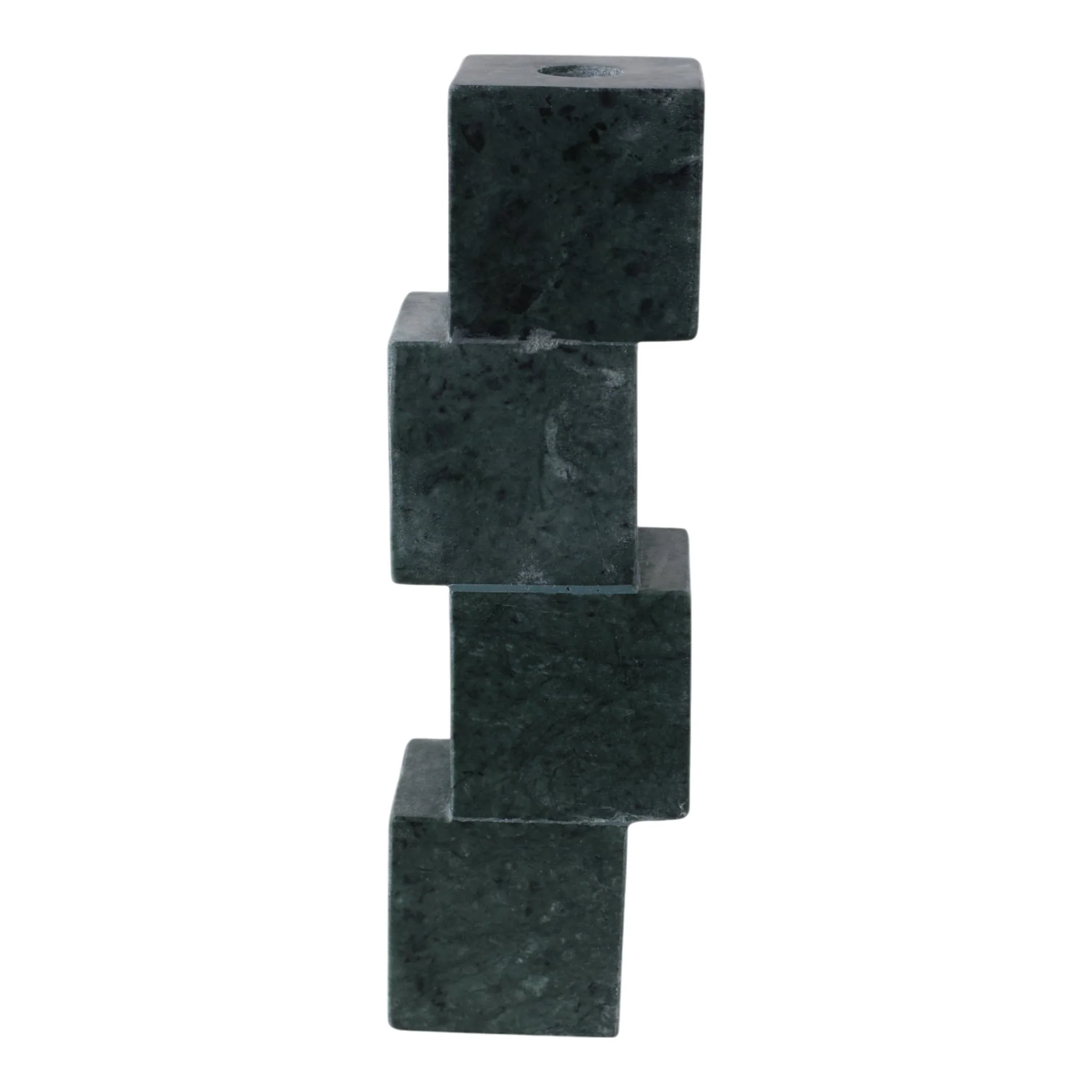10x3" Stacked Cube Marble Taper Holder, Green - Image 4