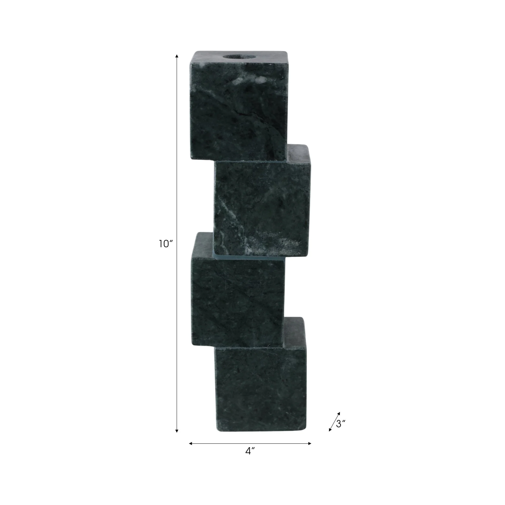 10x3" Stacked Cube Marble Taper Holder, Green - Image 9