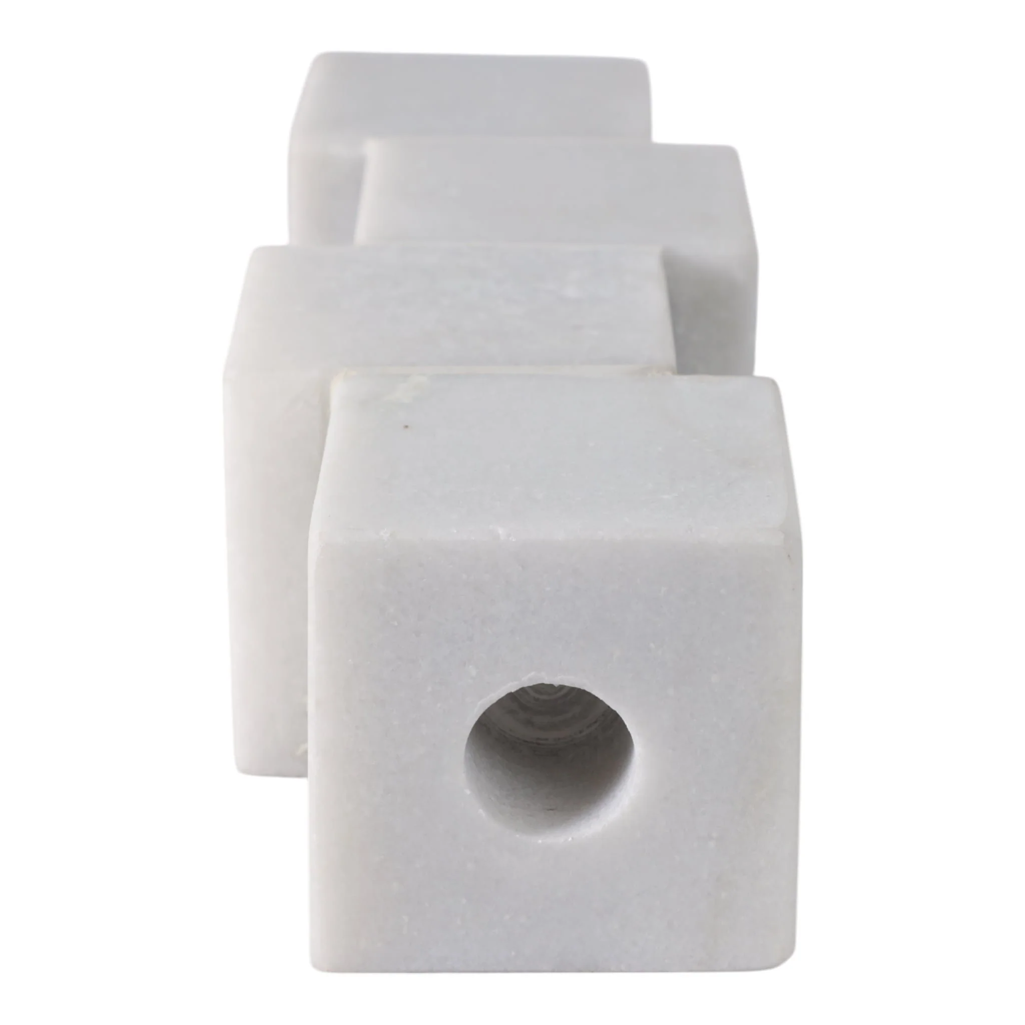 10x3" Stacked Cube Marble Taper Holder, White - Image 6