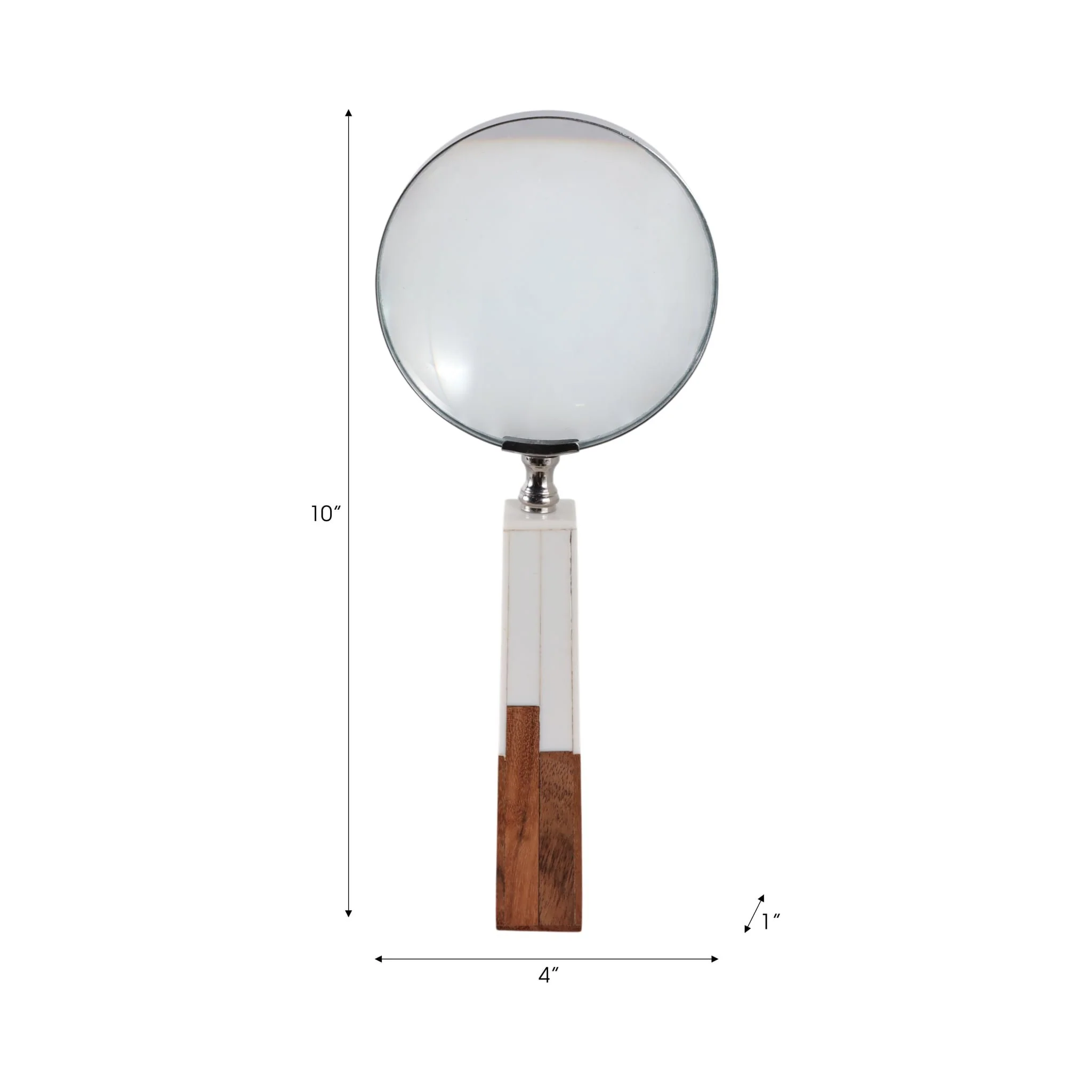 10x4" 2-toned Handle Magnifying Glass, White/brown - Image 8